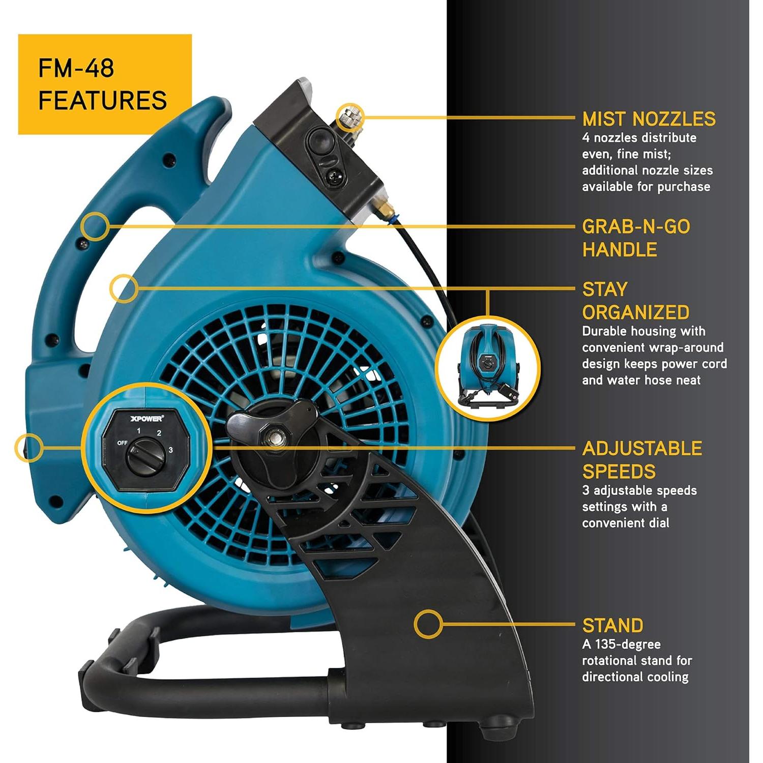 Ventilador de Nebulización XPOWER FM-48, 3 Velocidades, 5.44 kg