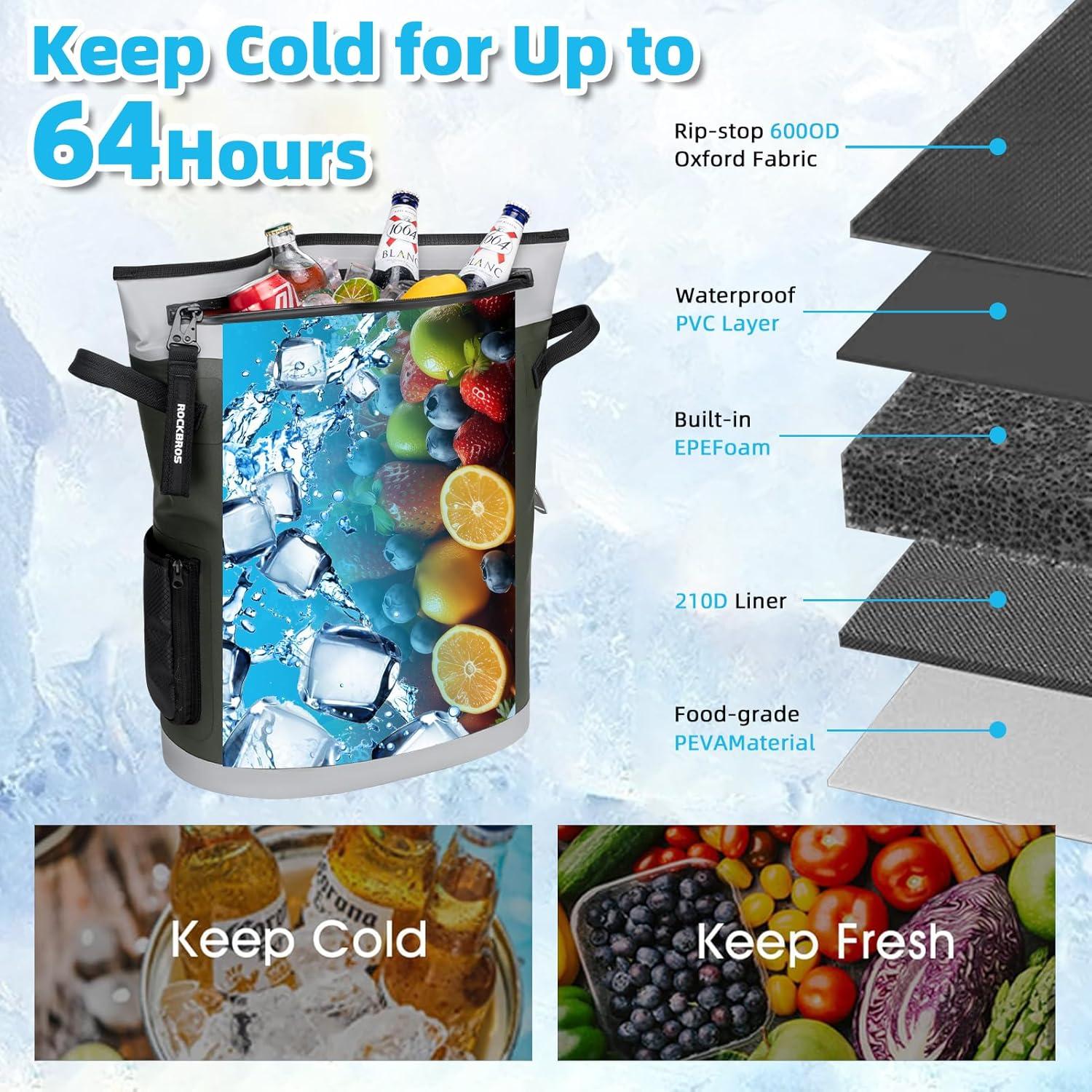 Mochila Térmica ROCKBROS 36 Latas Impermeable Verde