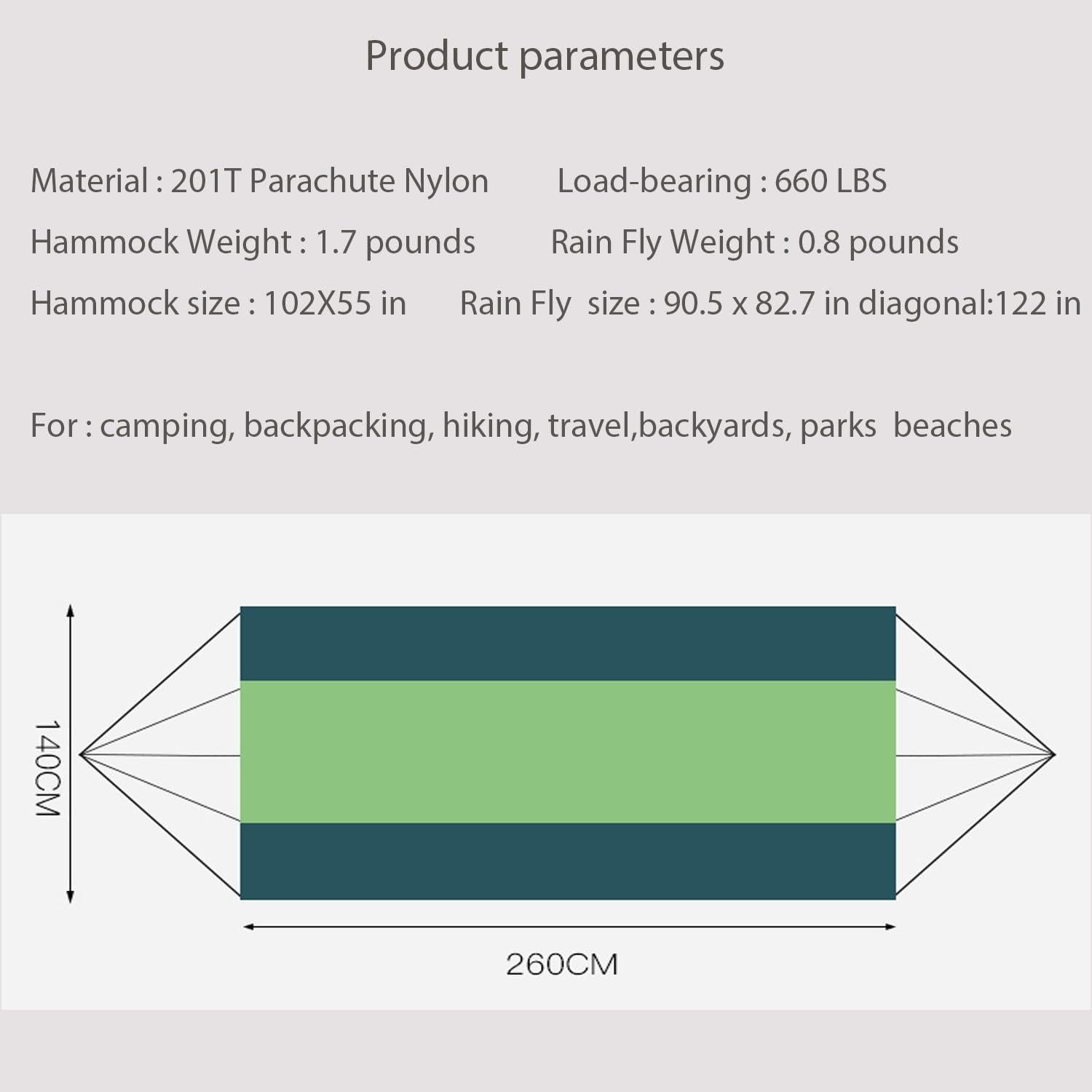 Hamaca de Camping AEETT con Red Antimosquitos y Lona Impermeable