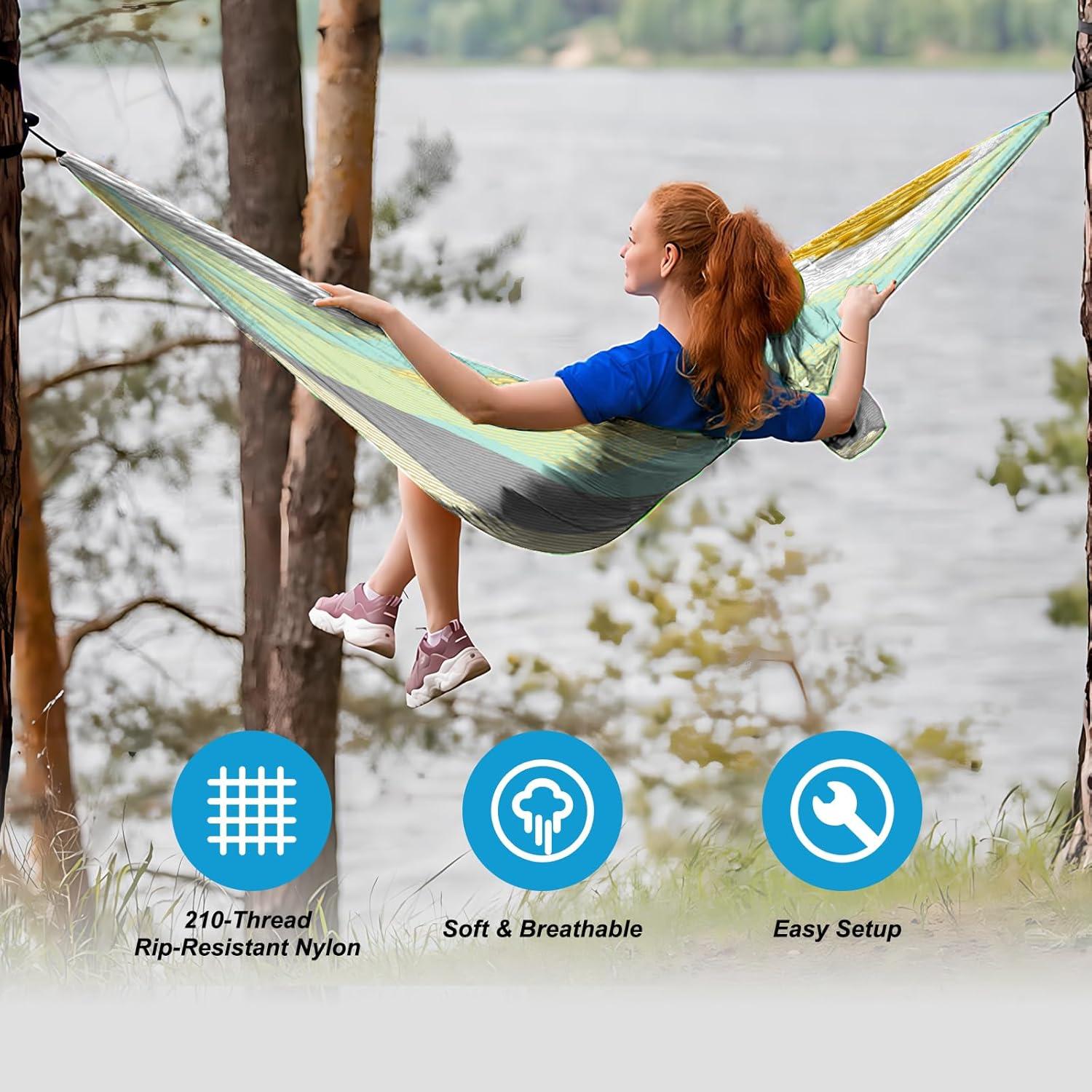 Hamaca de Camping ZAIXIA de Nylon 270x140cm 181kg Rayas