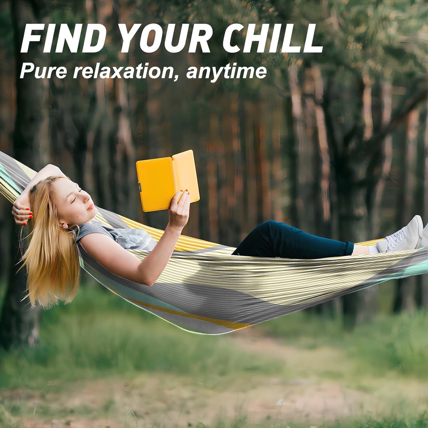 Hamaca de Camping ZAIXIA de Nylon 270x140cm 181kg Rayas