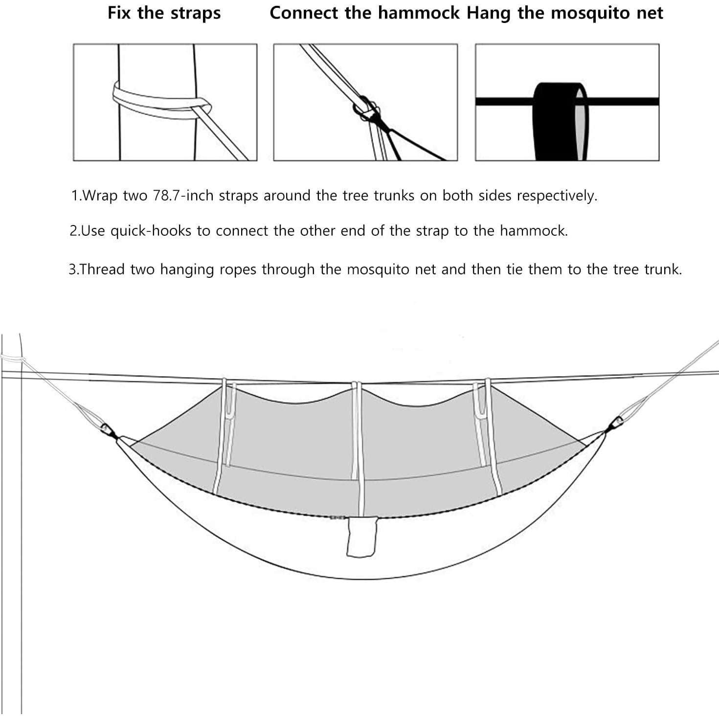 Hamaca de Camping DQ con Red Antimosquitos Verde 260.9x139.7cm