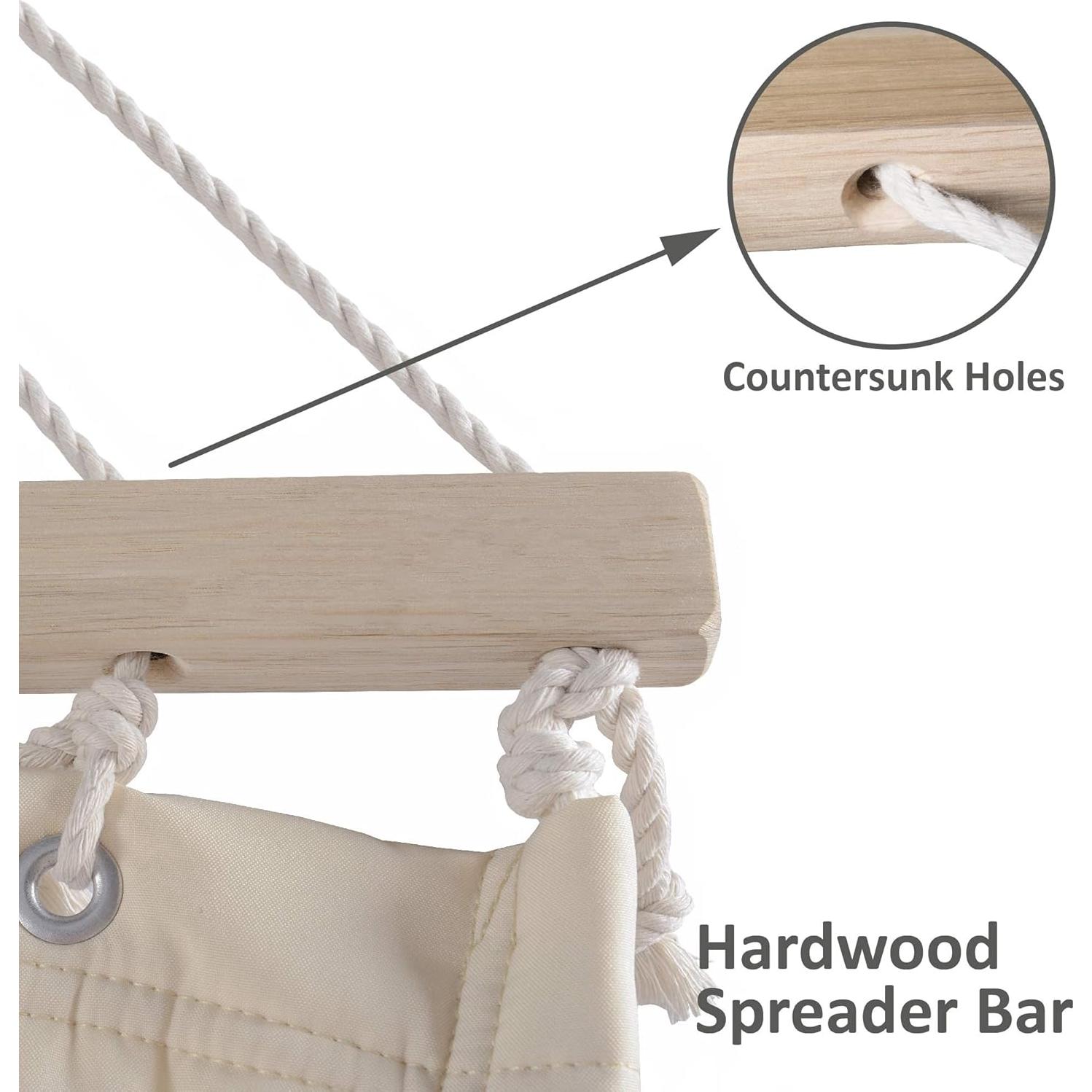 Hamaca Doble SUNCREAT Beige, Extra Grande, 215 kg, Portátil