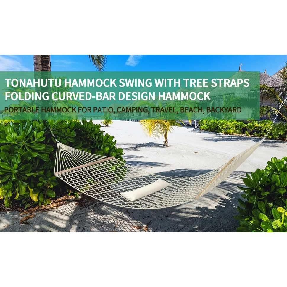 Hamaca de Cuerda de Algodón Tonahutu 320 cm Natural 450 kg