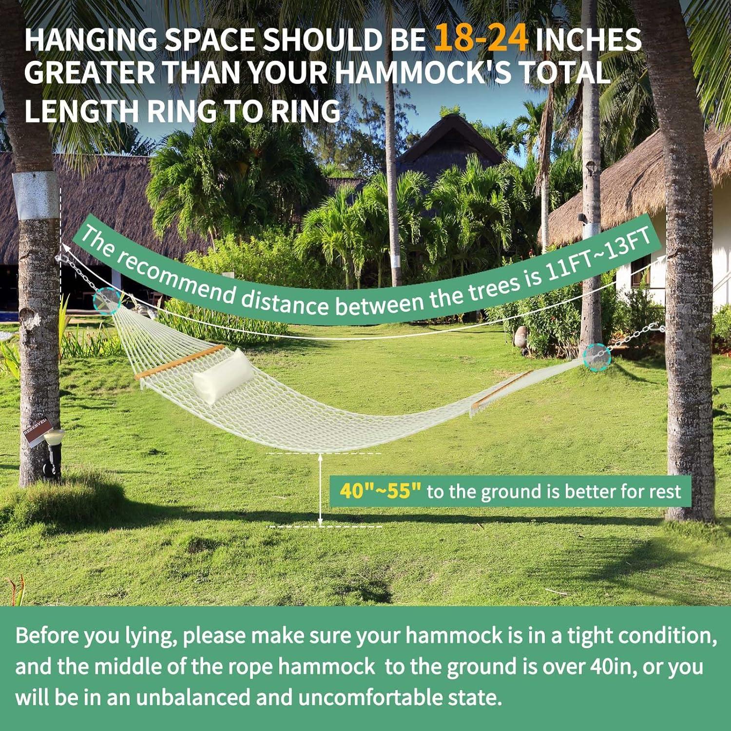 Hamaca de Cuerda de Algodón Tonahutu 320 cm Natural 450 kg