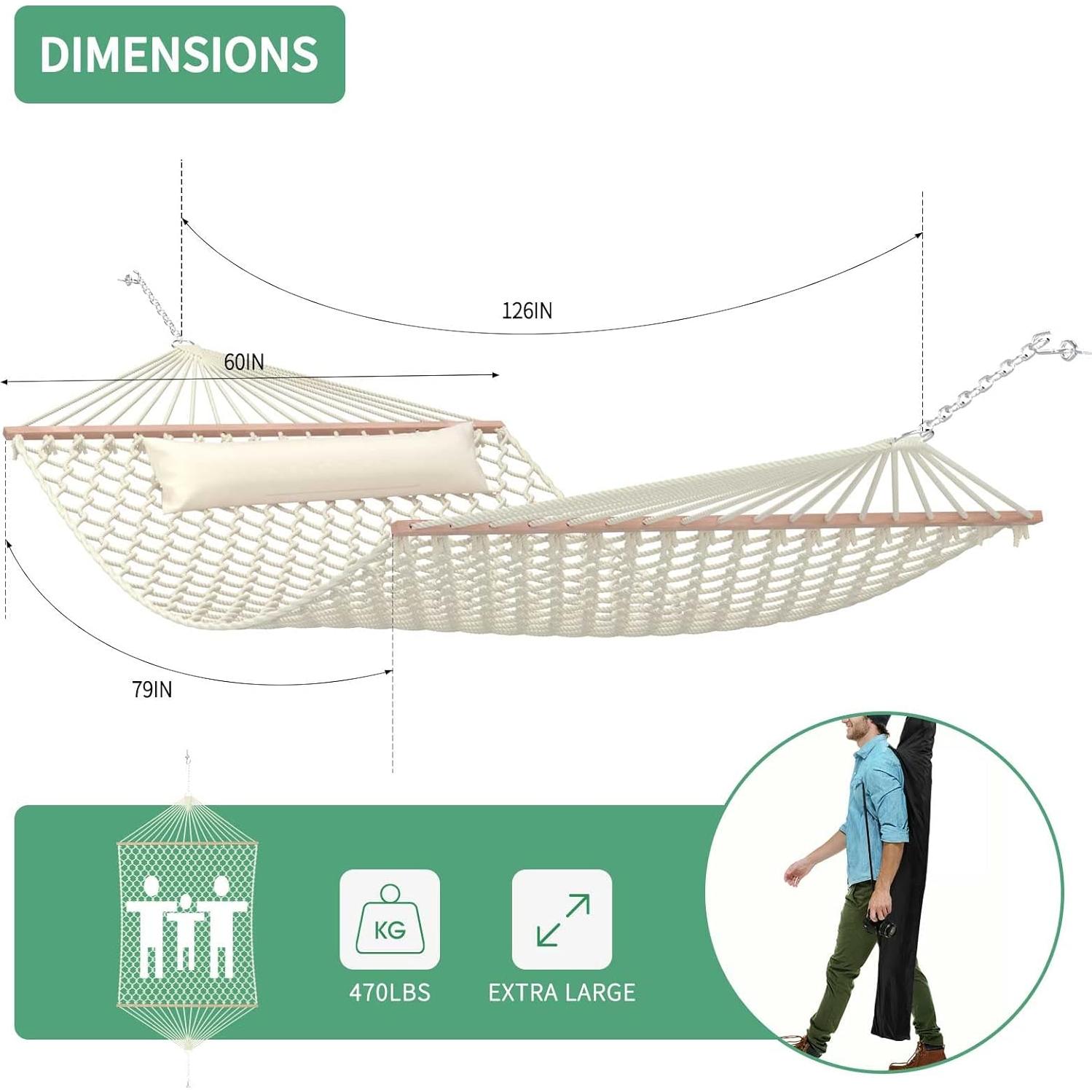 Hamaca de Cuerda de Algodón Tonahutu 320 cm Natural 450 kg