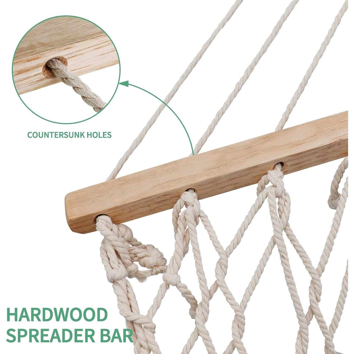 Hamaca de Cuerda de Algodón Tonahutu 320 cm Natural 450 kg