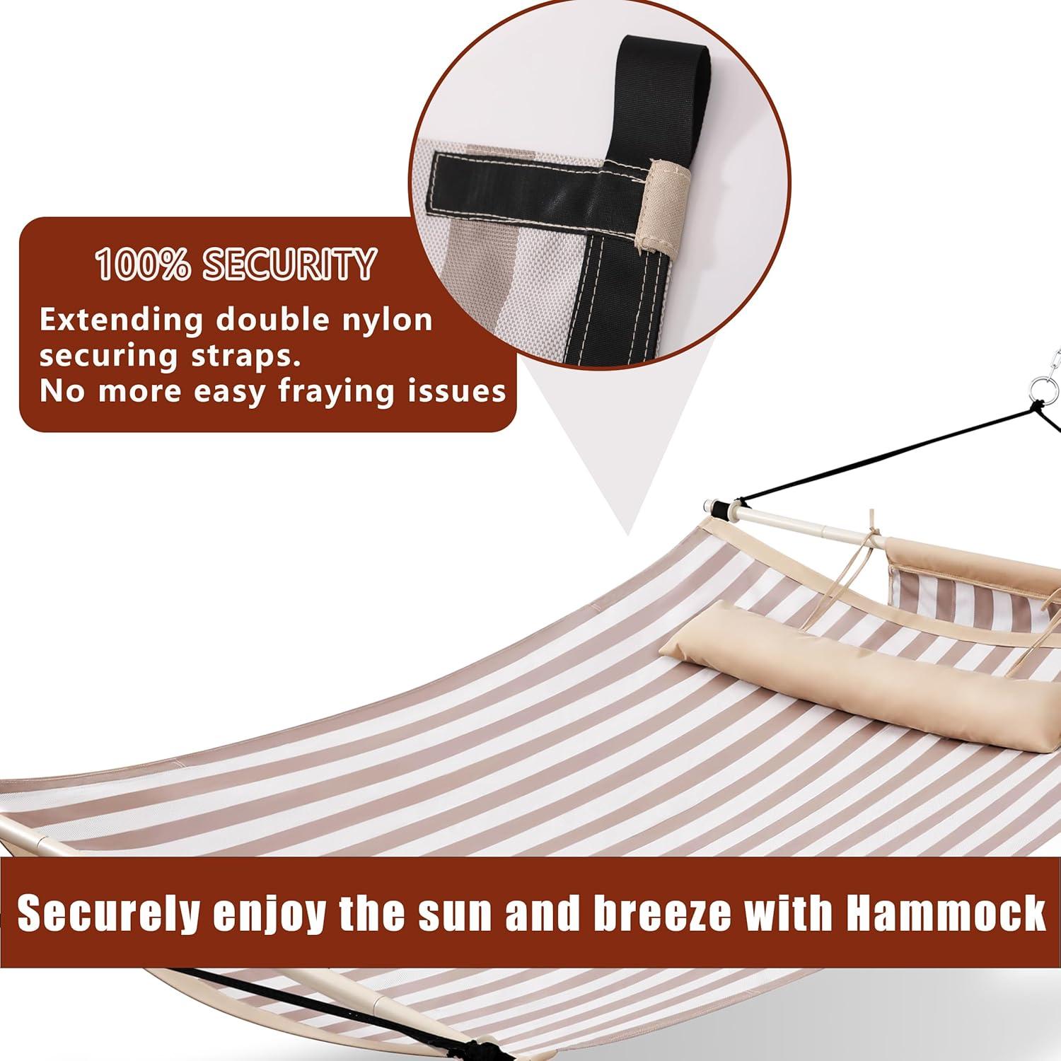 Hamaca TegerDeger 12FT Anti-vuelco Rayas Beige 204kg