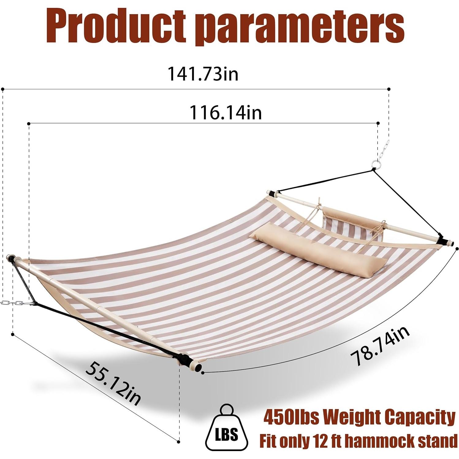 Hamaca TegerDeger 12FT Anti-vuelco Rayas Beige 204kg