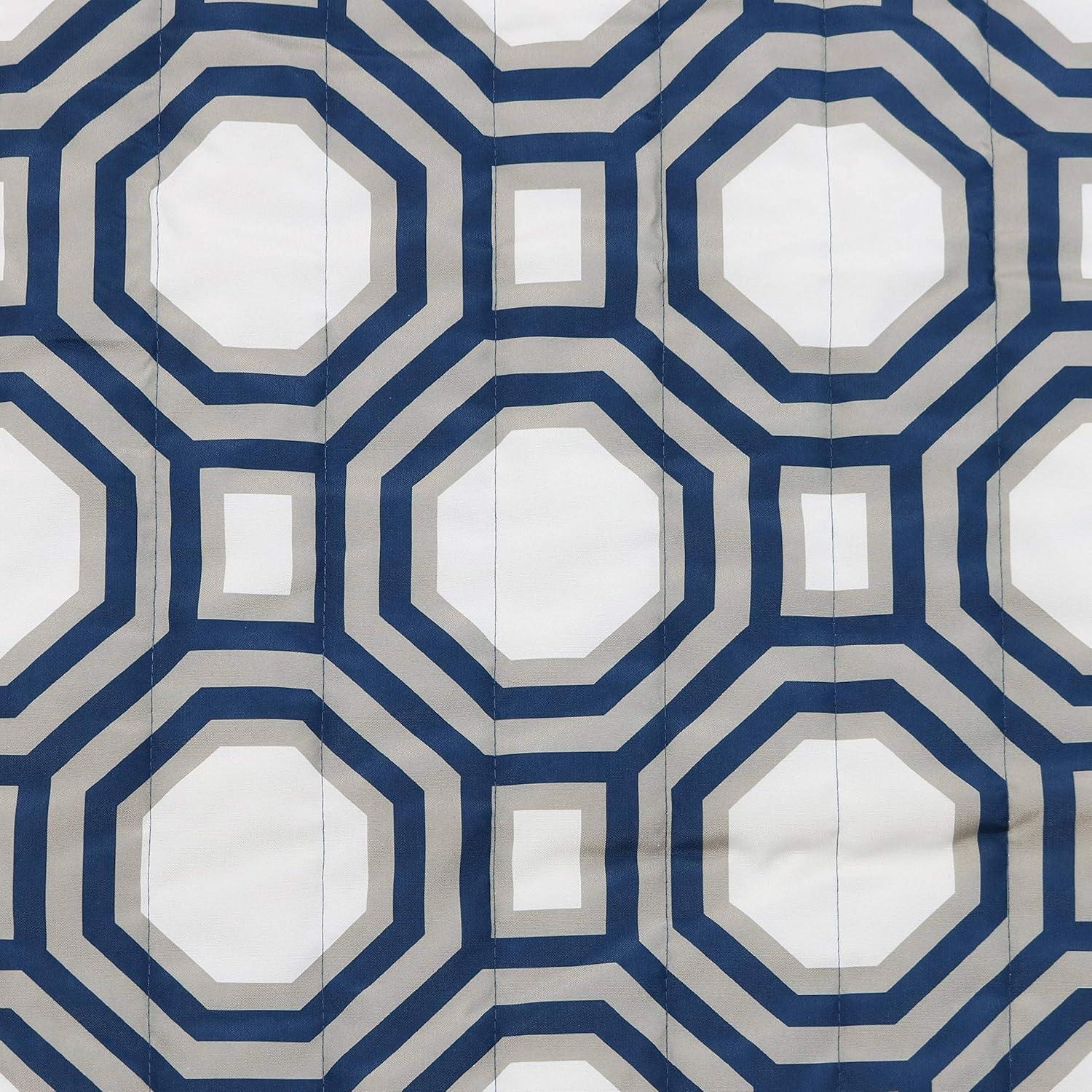 Hamaca Exterior Sunnydaze Doble con Barra Curvada Azul y Gris