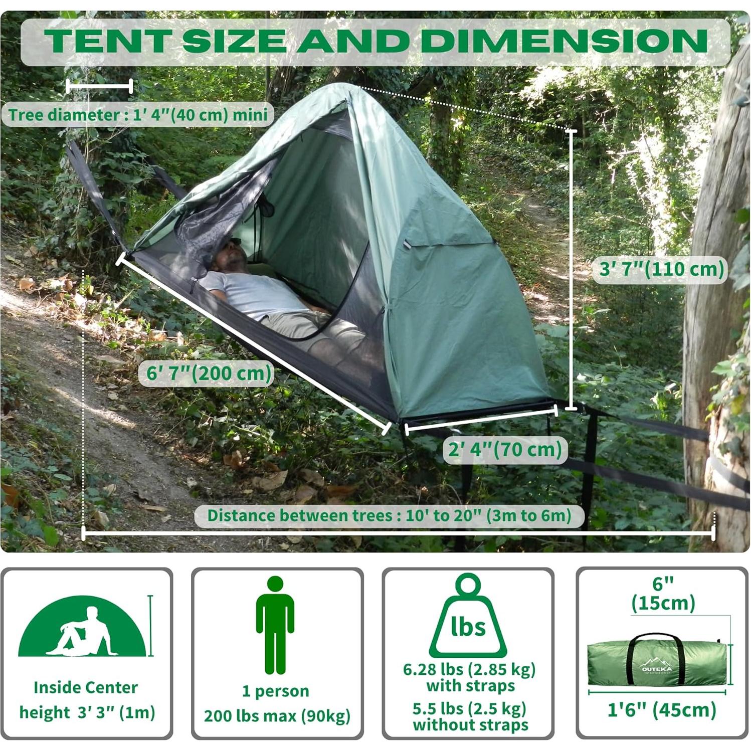 Tienda de Hamaca Planas Outeka - Impermeable y Antimosquitos