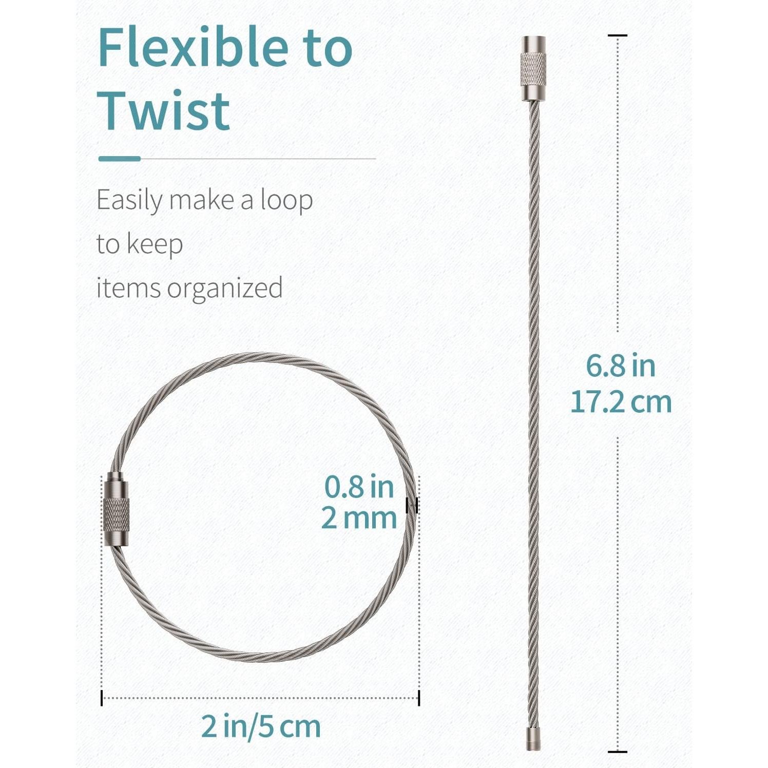 Cable de Llavero Pawfly 17 cm Acero Inoxidable 25 Piezas