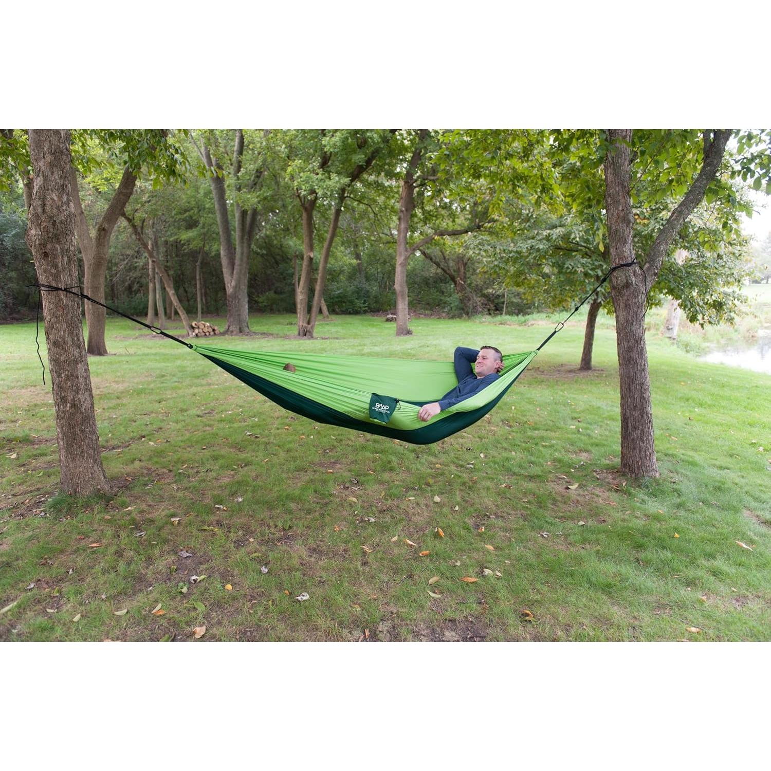 Hamaca de Camping Productos de Montaña Negra Verde Pequeña