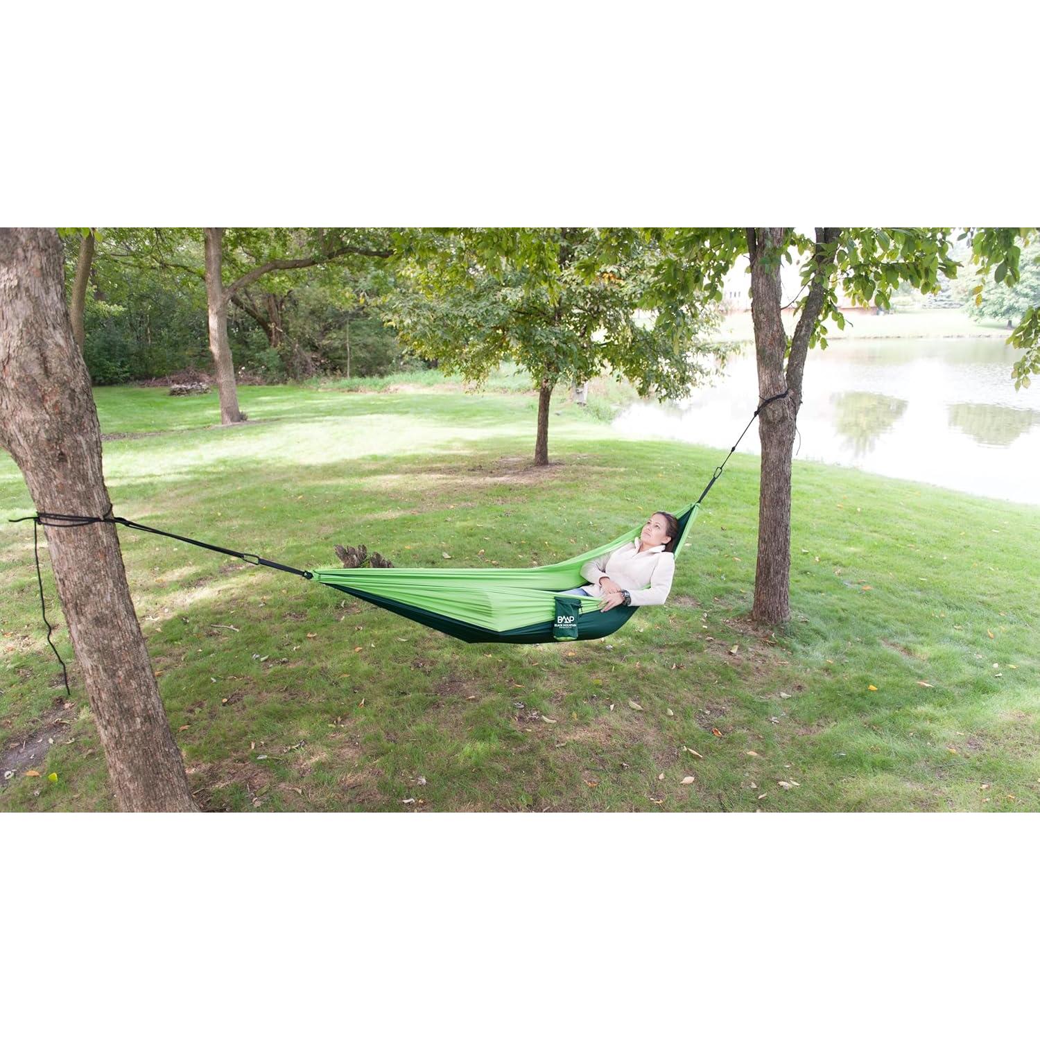Hamaca de Camping Productos de Montaña Negra Verde Pequeña