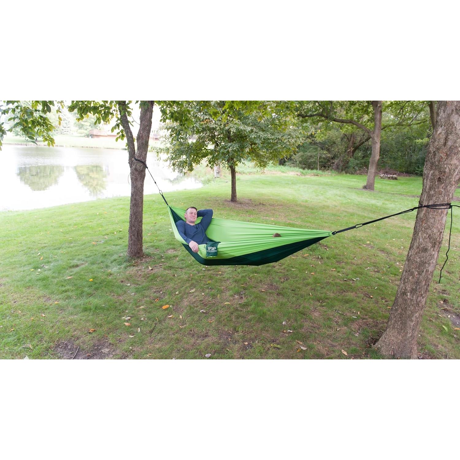 Hamaca de Camping Productos de Montaña Negra Verde Pequeña