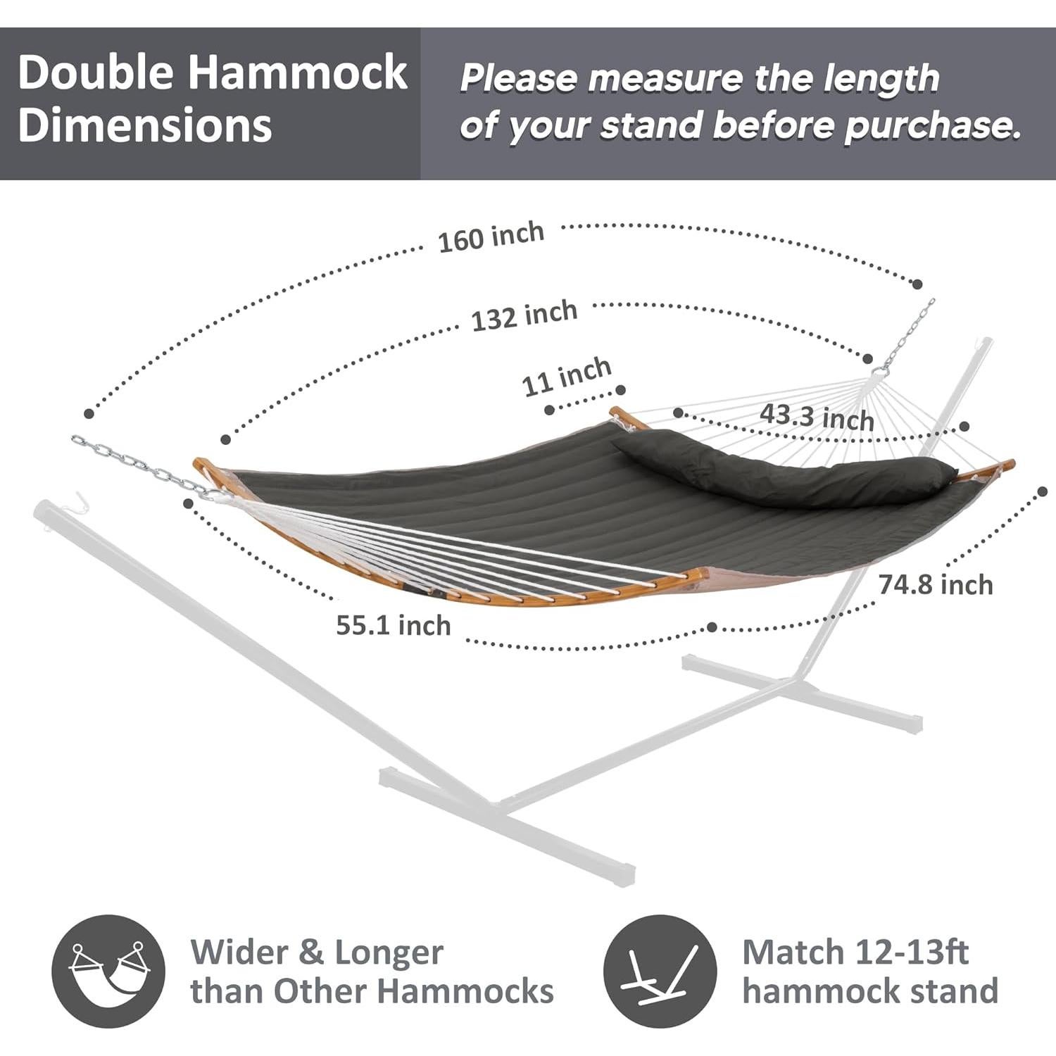 Hamaca Doble Portátil SUNCREAT Gris Oscuro 204 kg Resistente