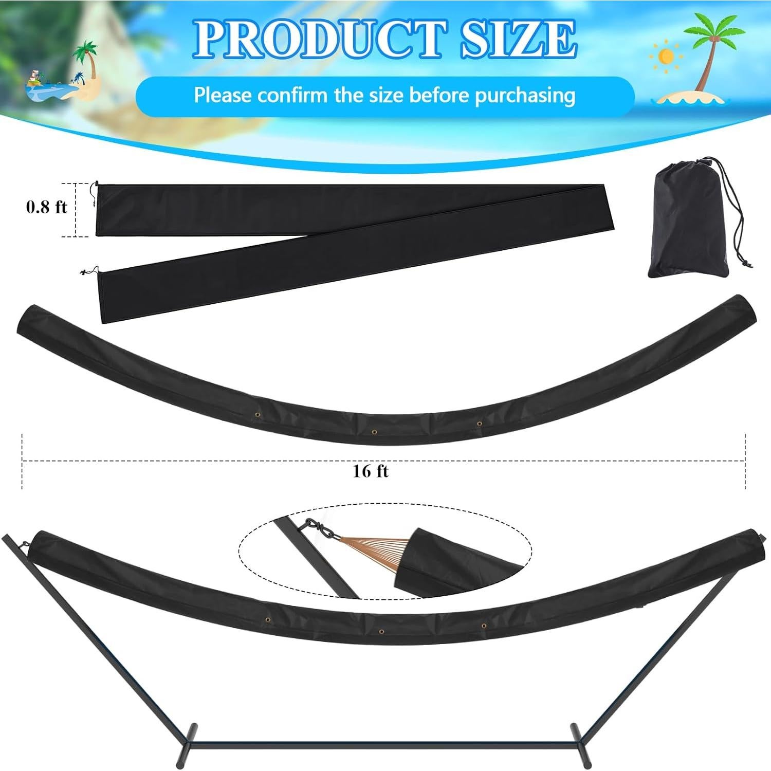 Protector de Hamaca Impermeable Ribbonlic 4.88 m Negro