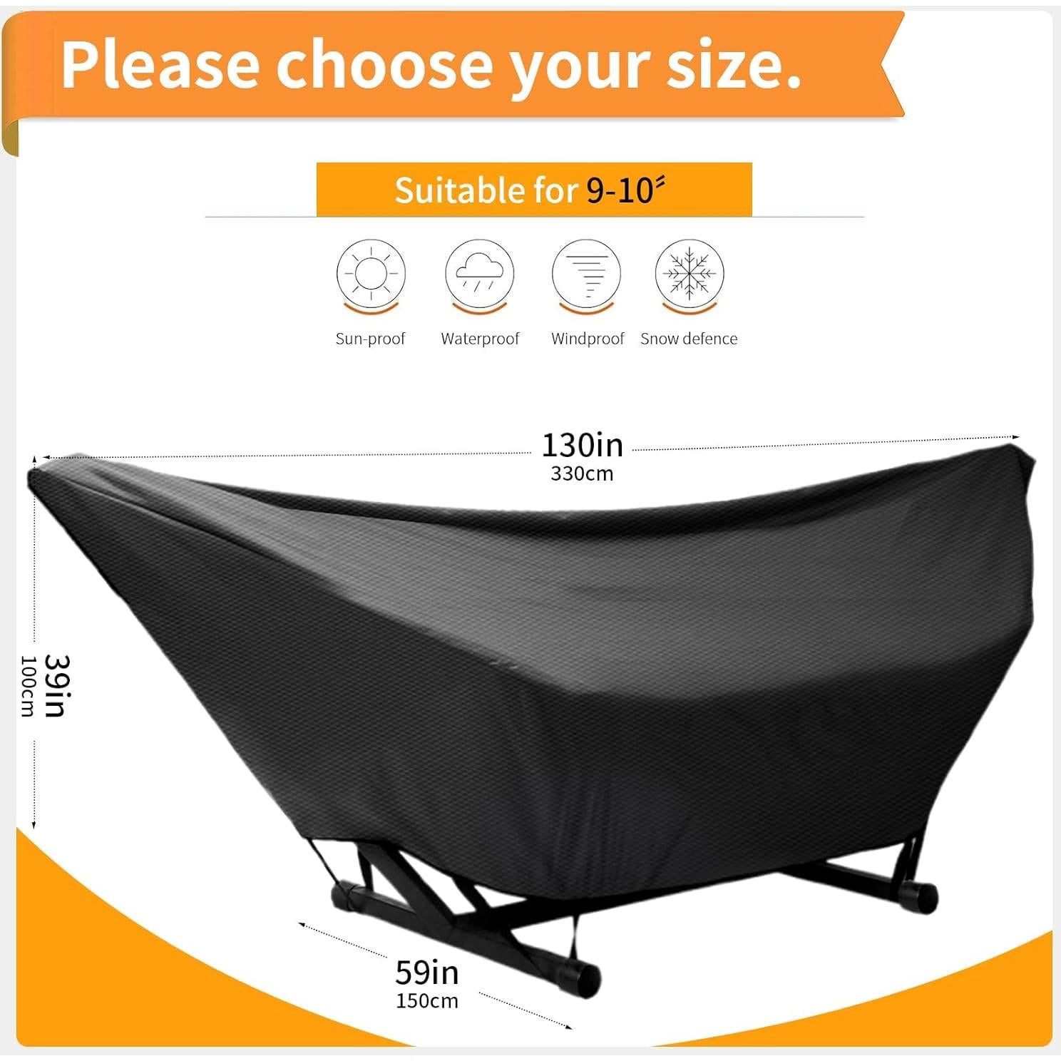 Cubierta de Hamaca Impermeable YYJAILZQ 9-10FT Negra 420D