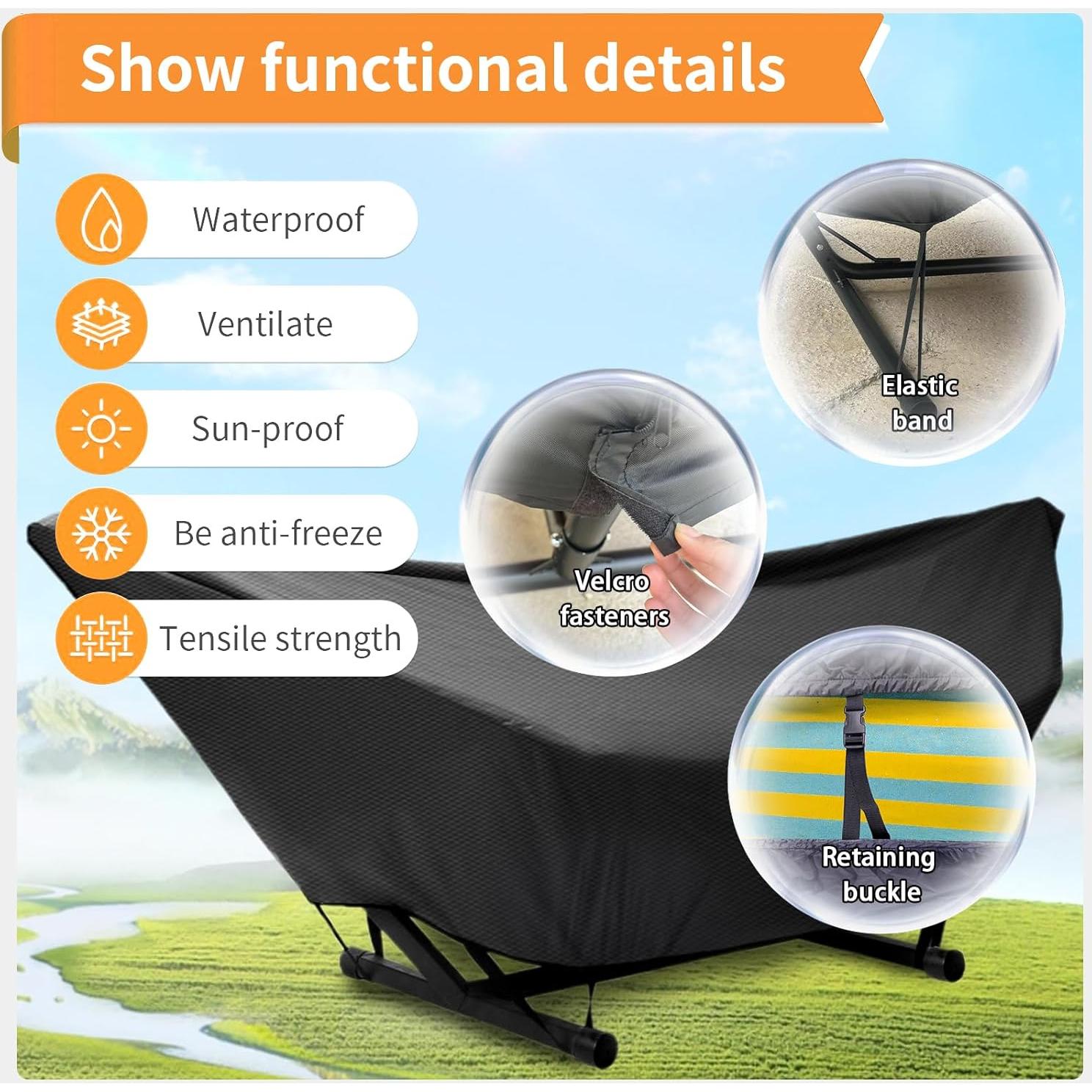 Cubierta de Hamaca Impermeable YYJAILZQ 9-10FT Negra 420D