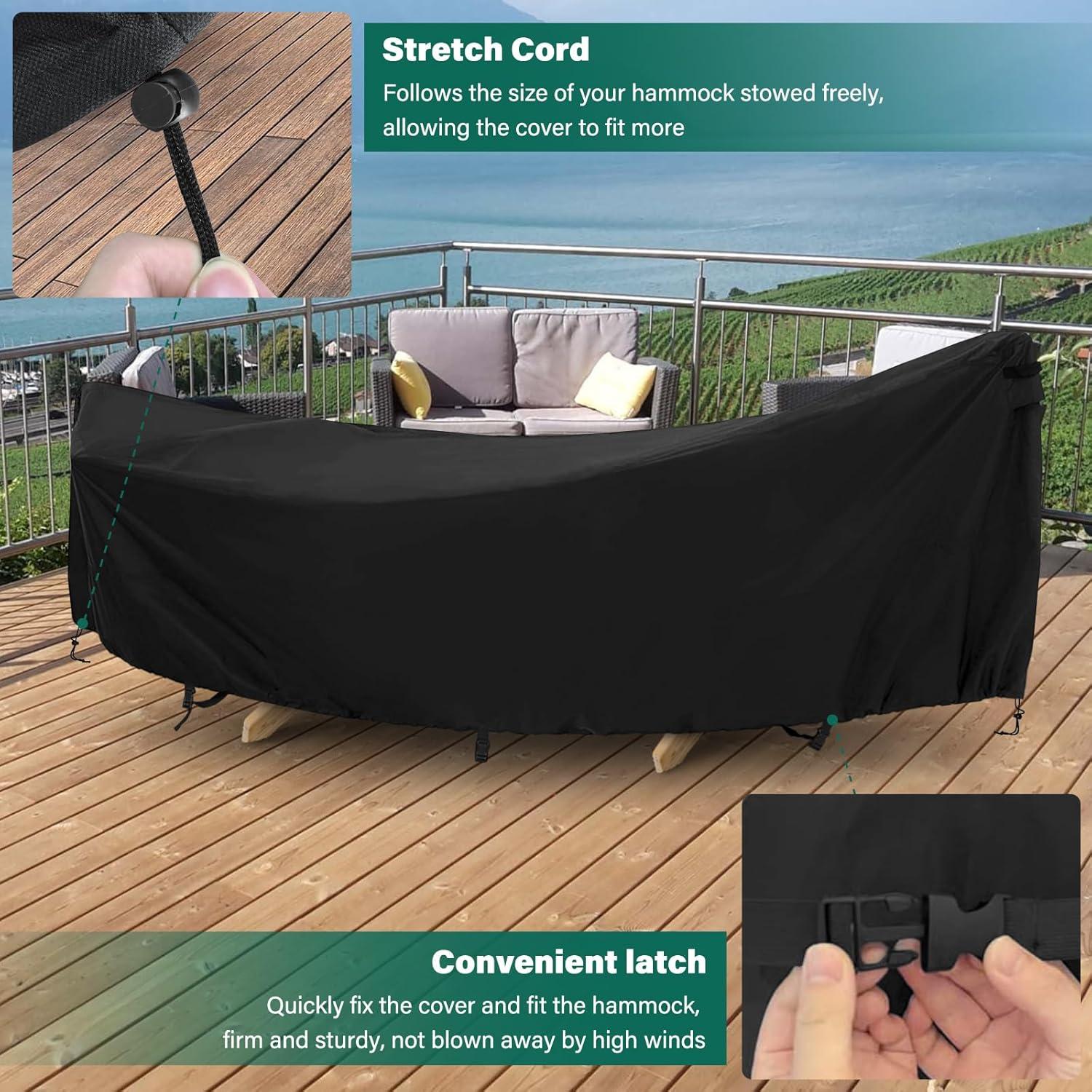 Cubierta de Hamaca AKEfit Impermeable 400D 381x150cm Negro