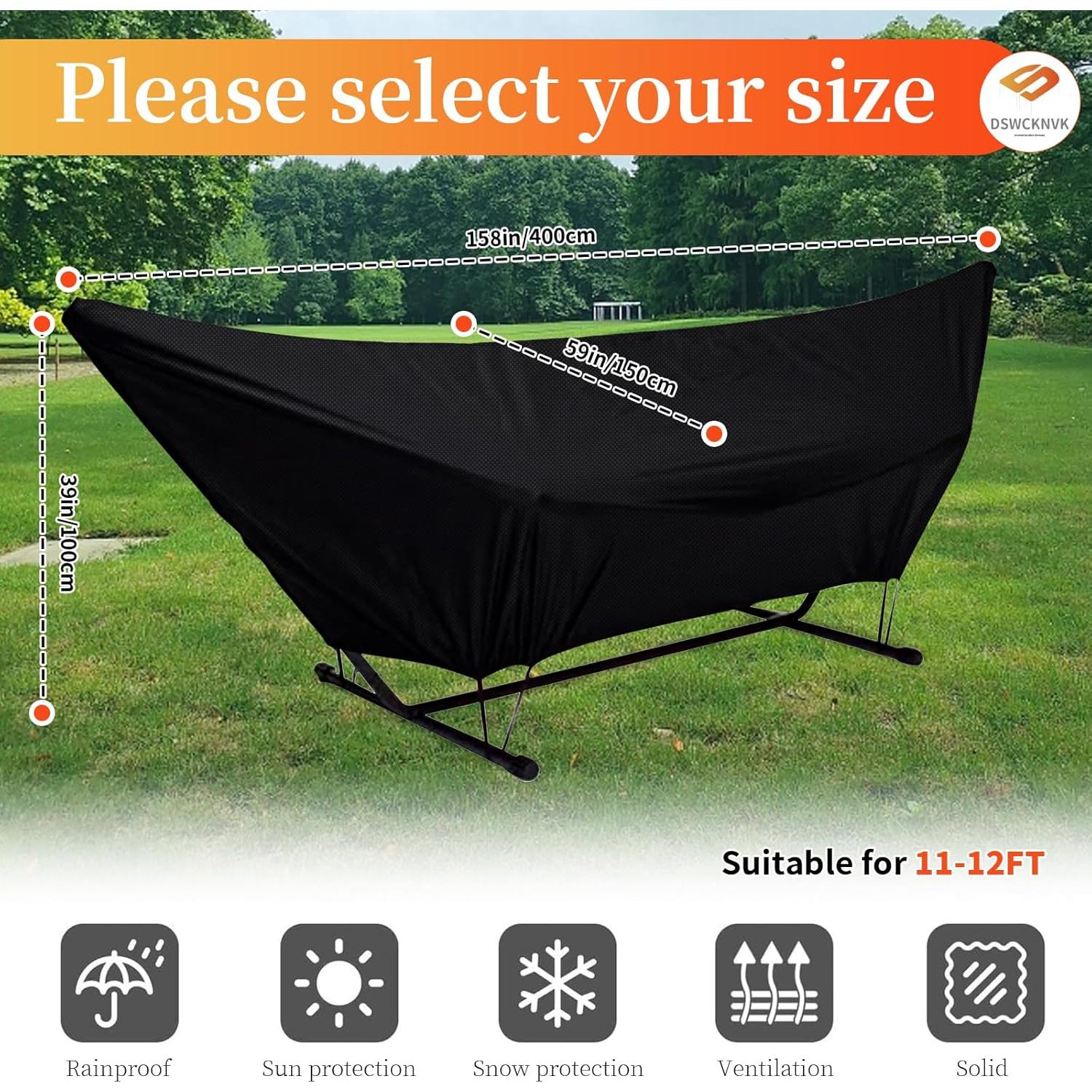 Cubierta de Hamaca Impermeable DSWCKNVK 150x401x99cm Negra