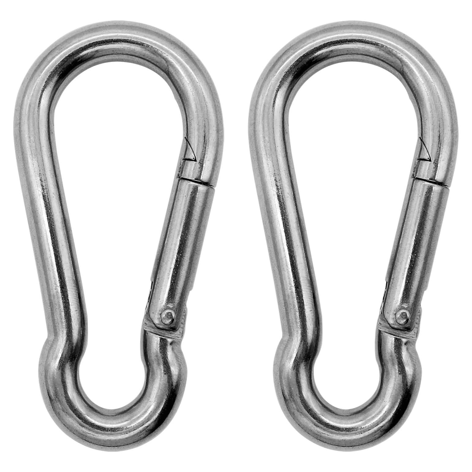Marine Grade 316 Stainless Steel Carabiners Heavy Duty, Durable & Rust-Free Clips for Gym, Swing, Dog Leashes, Hammocks, Keychains, and More