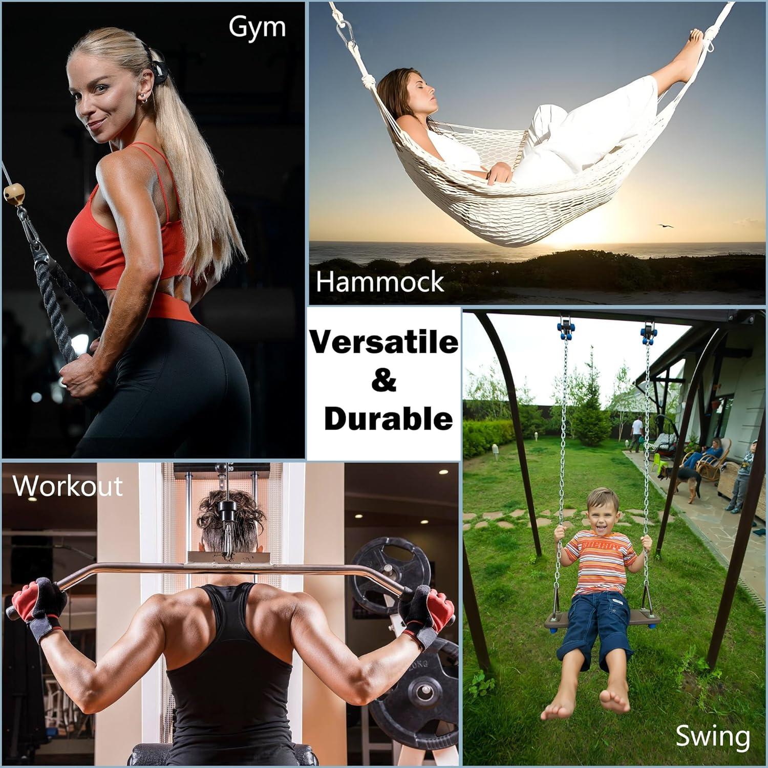 Marine Grade 316 Stainless Steel Carabiners Heavy Duty, Durable & Rust-Free Clips for Gym, Swing, Dog Leashes, Hammocks, Keychains, and More