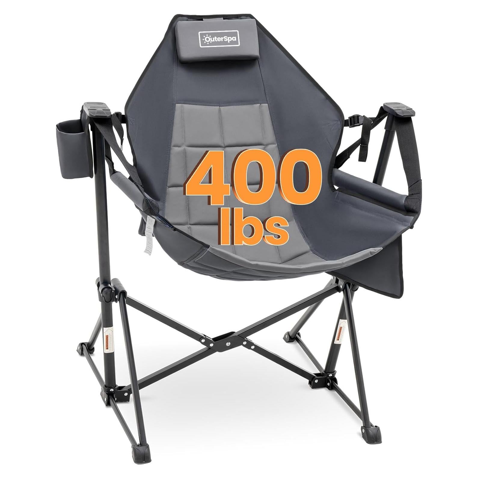 Silla de Camping Hamaca Acolchada OuterSpa Gris Plegable 181kg