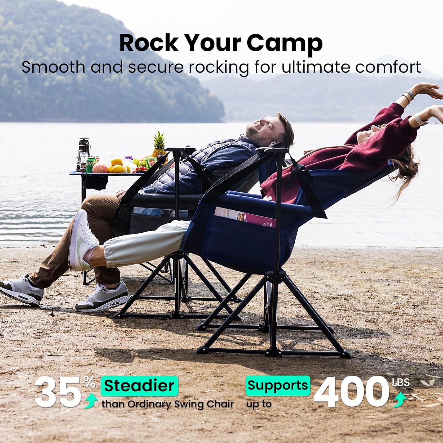 Silla de Camping Hamaca Acolchada OuterSpa Gris Plegable 181kg