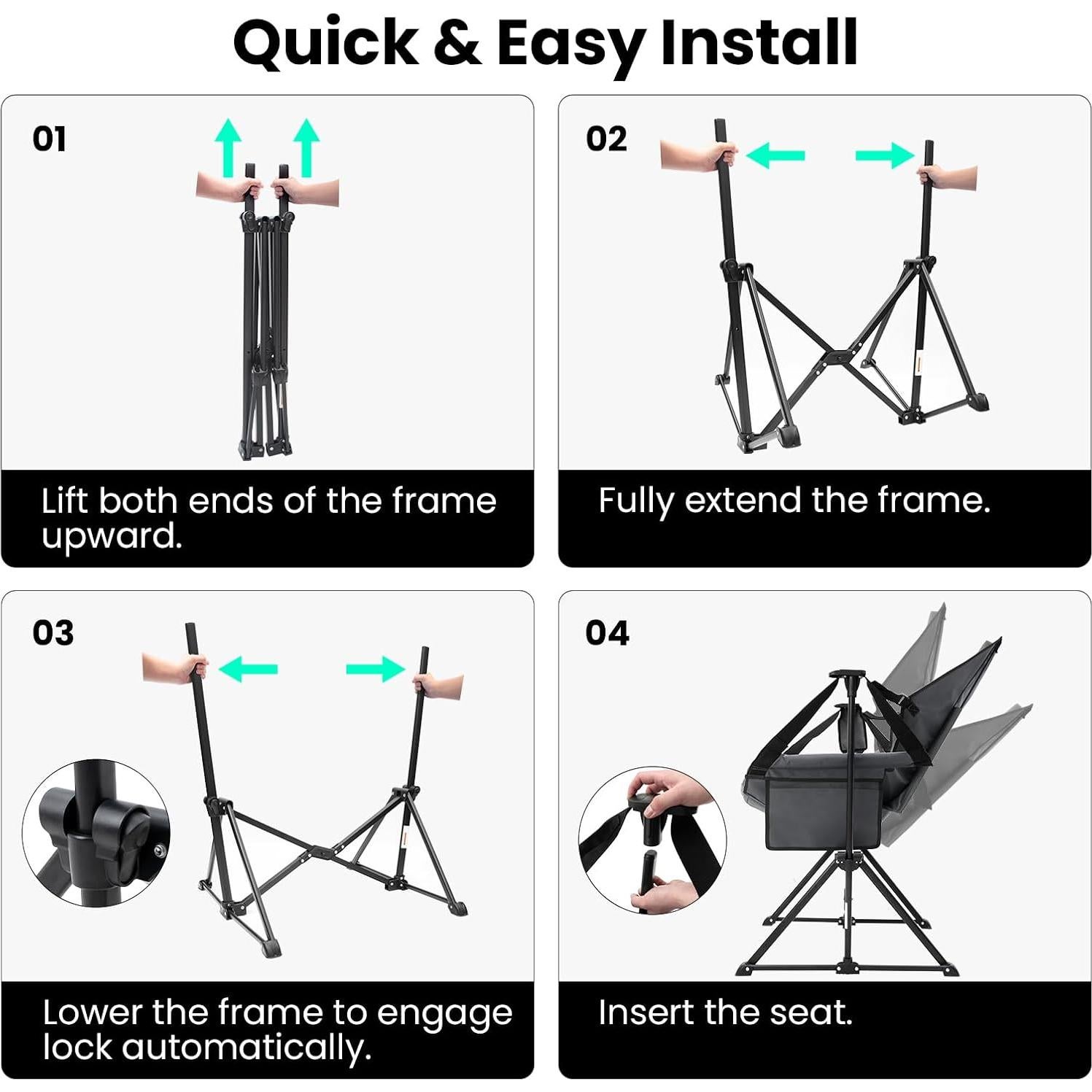 Silla de Camping Hamaca Acolchada OuterSpa Gris Plegable 181kg