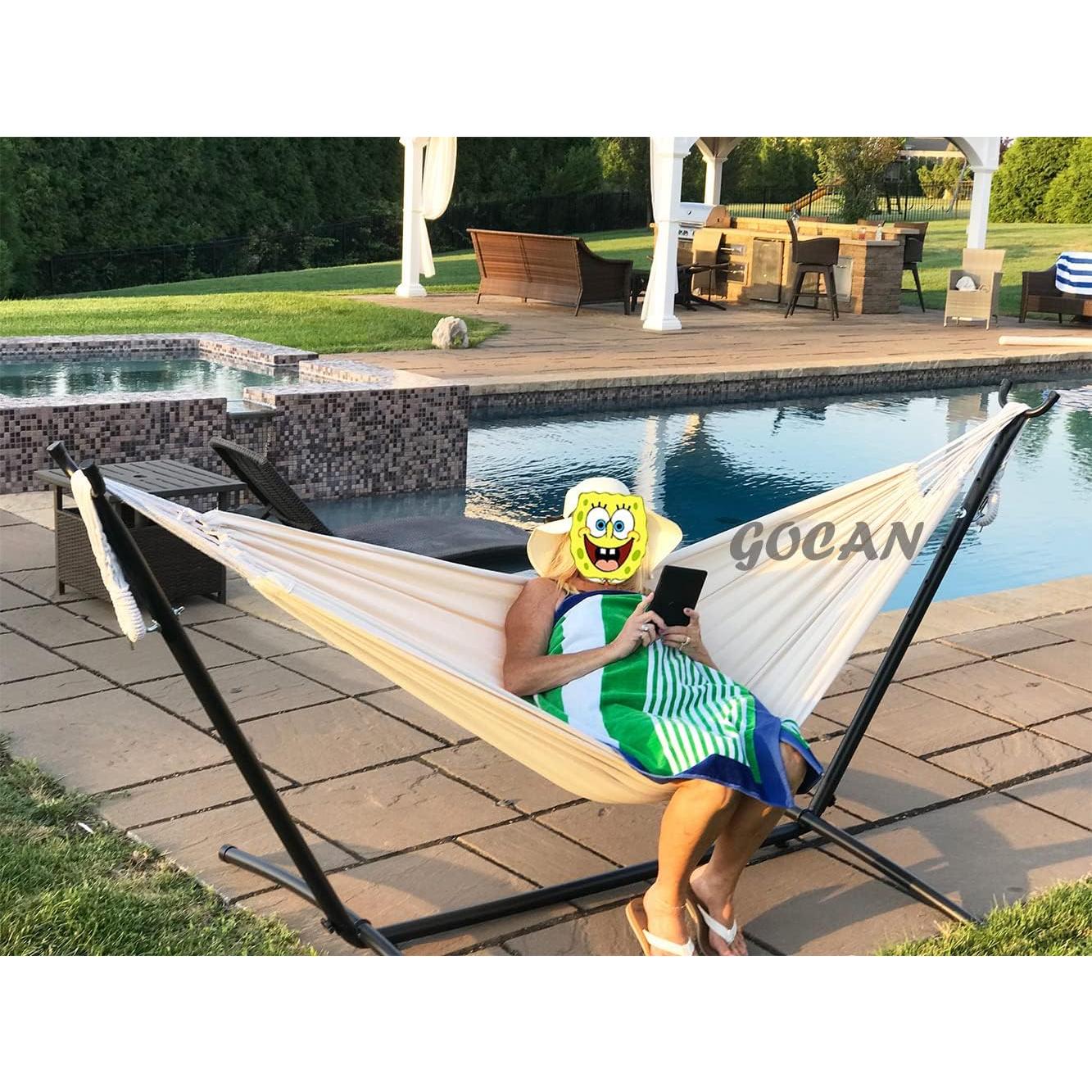 Hamaca Doble Brasileña GOCAN 330x150cm Carga 227kg Beige