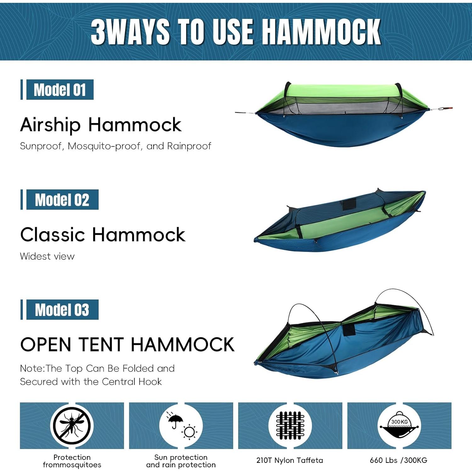 Hamaca de Camping TFTOYC Doble 270x140cm con Red Antimosquitos