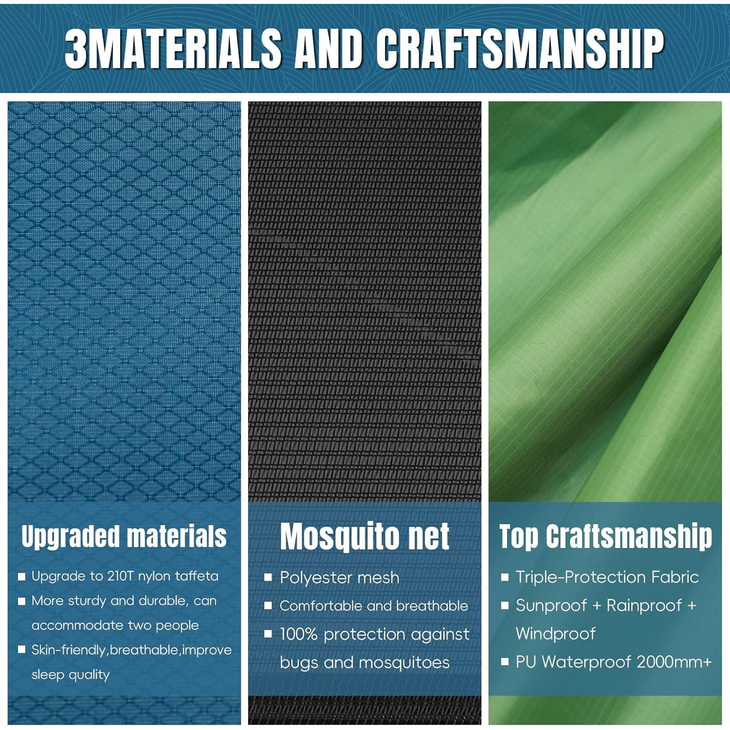 Hamaca de Camping TFTOYC Doble 270x140cm con Red Antimosquitos