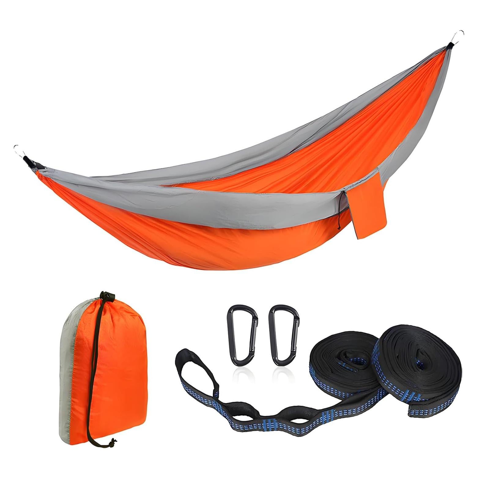 Hamaca de Camping Taihe 270.5x140 cm Nylon Ligera Gris/Naranja