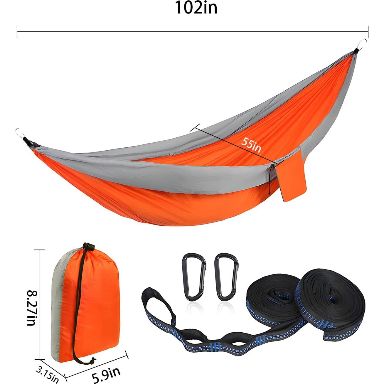 Hamaca de Camping Taihe 270.5x140 cm Nylon Ligera Gris/Naranja