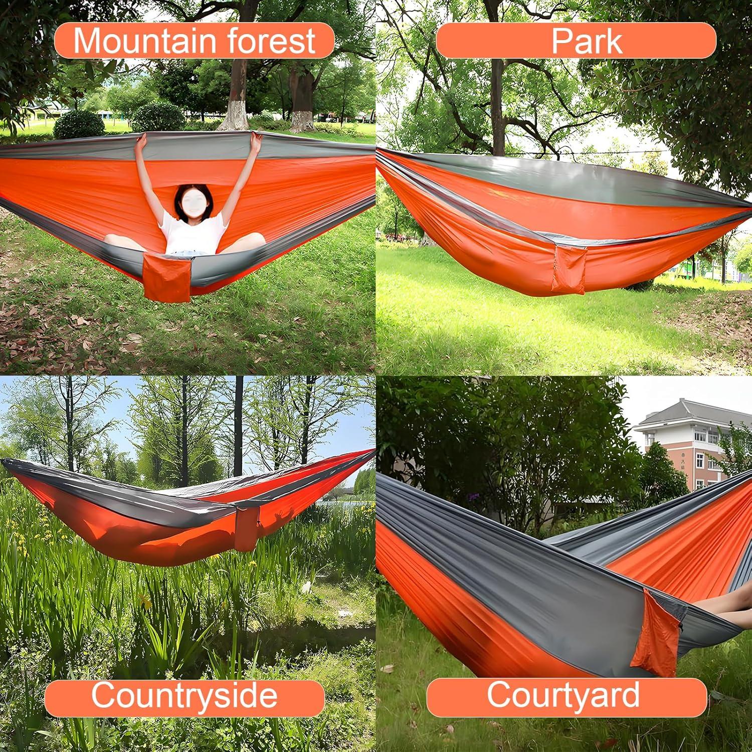 Hamaca de Camping Taihe 270.5x140 cm Nylon Ligera Gris/Naranja