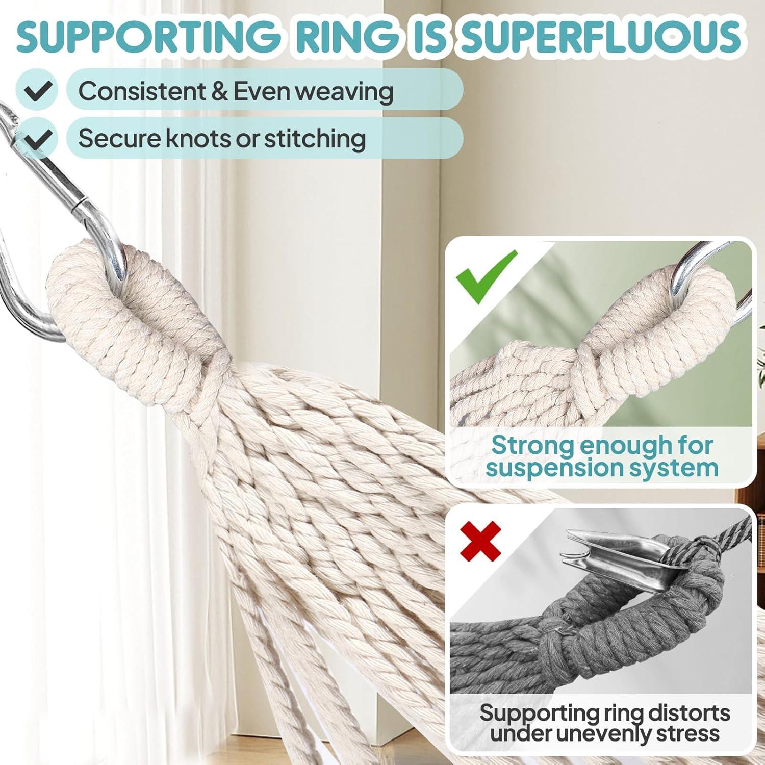 Hamaca de Algodón Anyoo Azul y Blanco con Barra Soporte 204kg