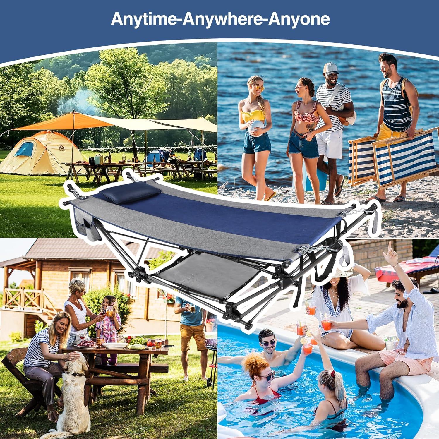 Hamaca de Camping RedSwing XXL con Soporte y Almohada