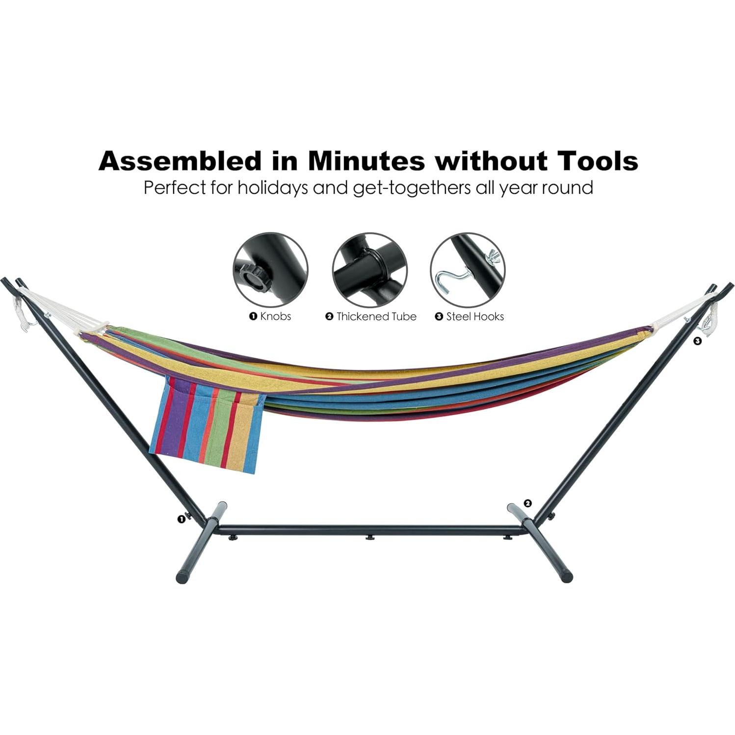 Hamaca Doble con Soporte Gafete Rojo Clásico 272kg