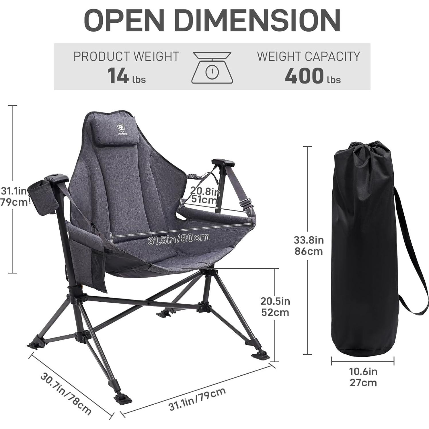 Silla de Camping Balancín EVER ADVANCED Gris Plegable 181kg