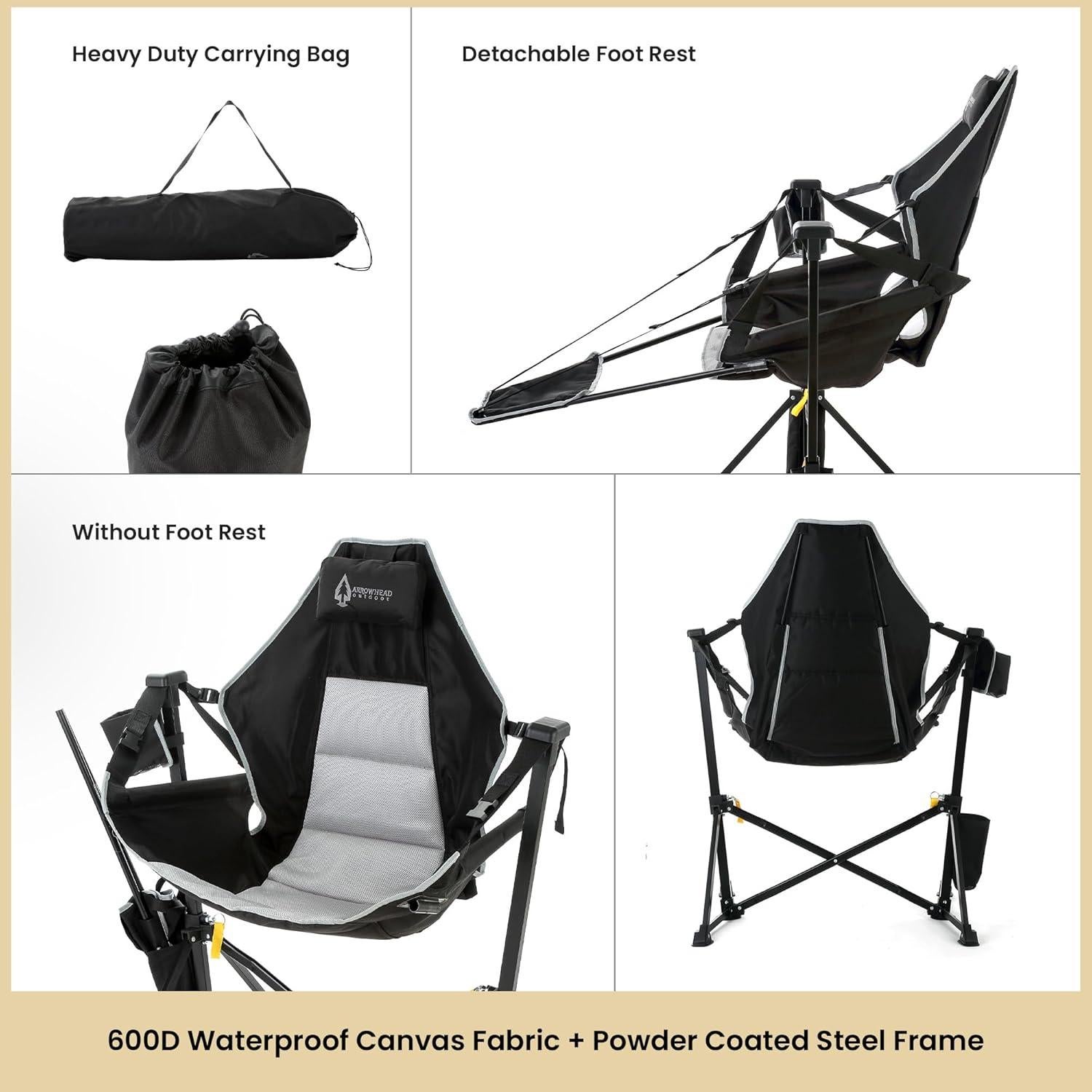 Silla de Camping Plegable Arrowhead Outdoor con Reposapiés