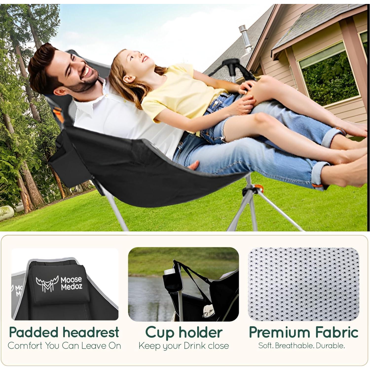 Silla de Camping Hamaca Moose Medoz - Plegable, 136 kg, Portátil