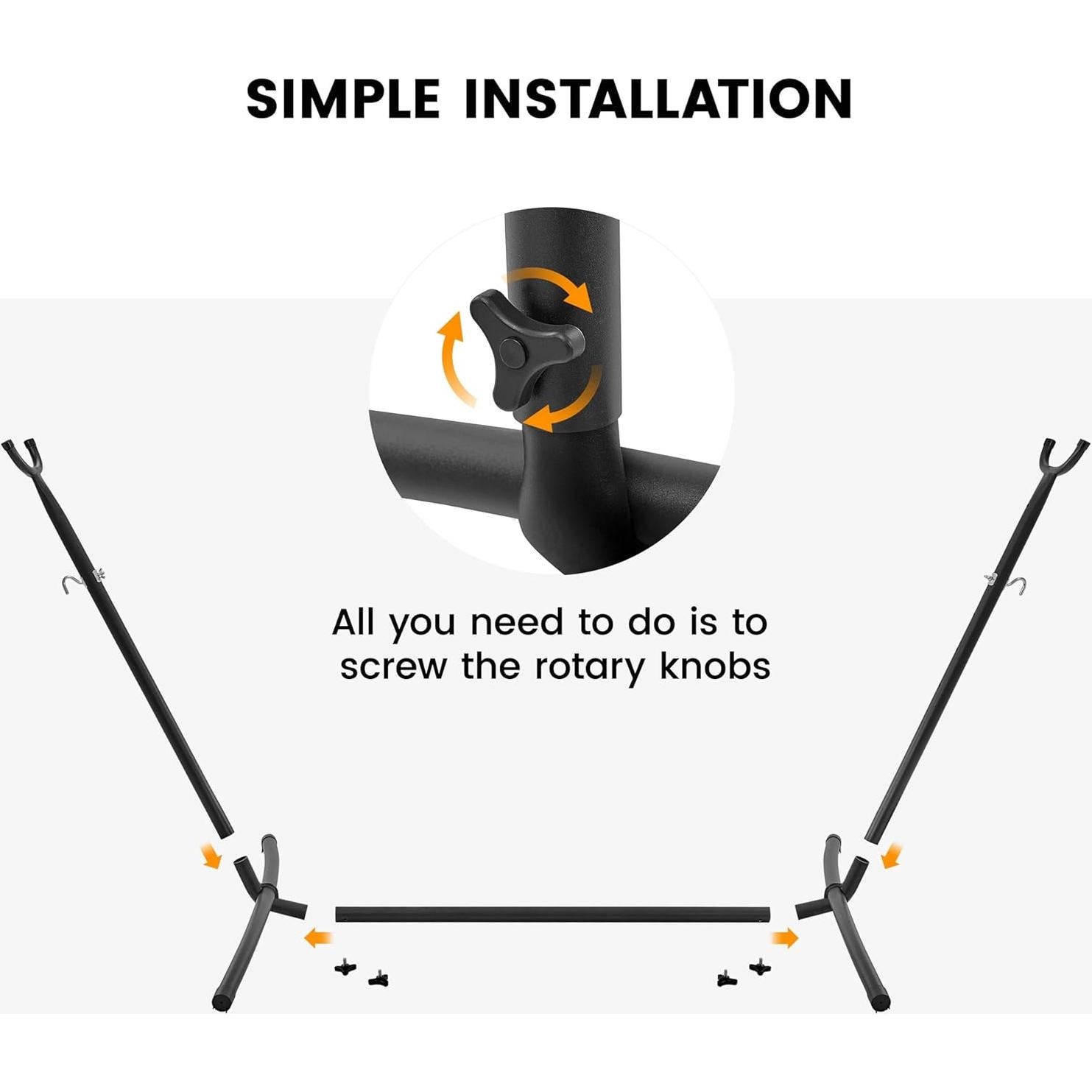 Juego de Hamaca y Soporte Yaheetech para 2 Personas - Rayas Blancas y Negras