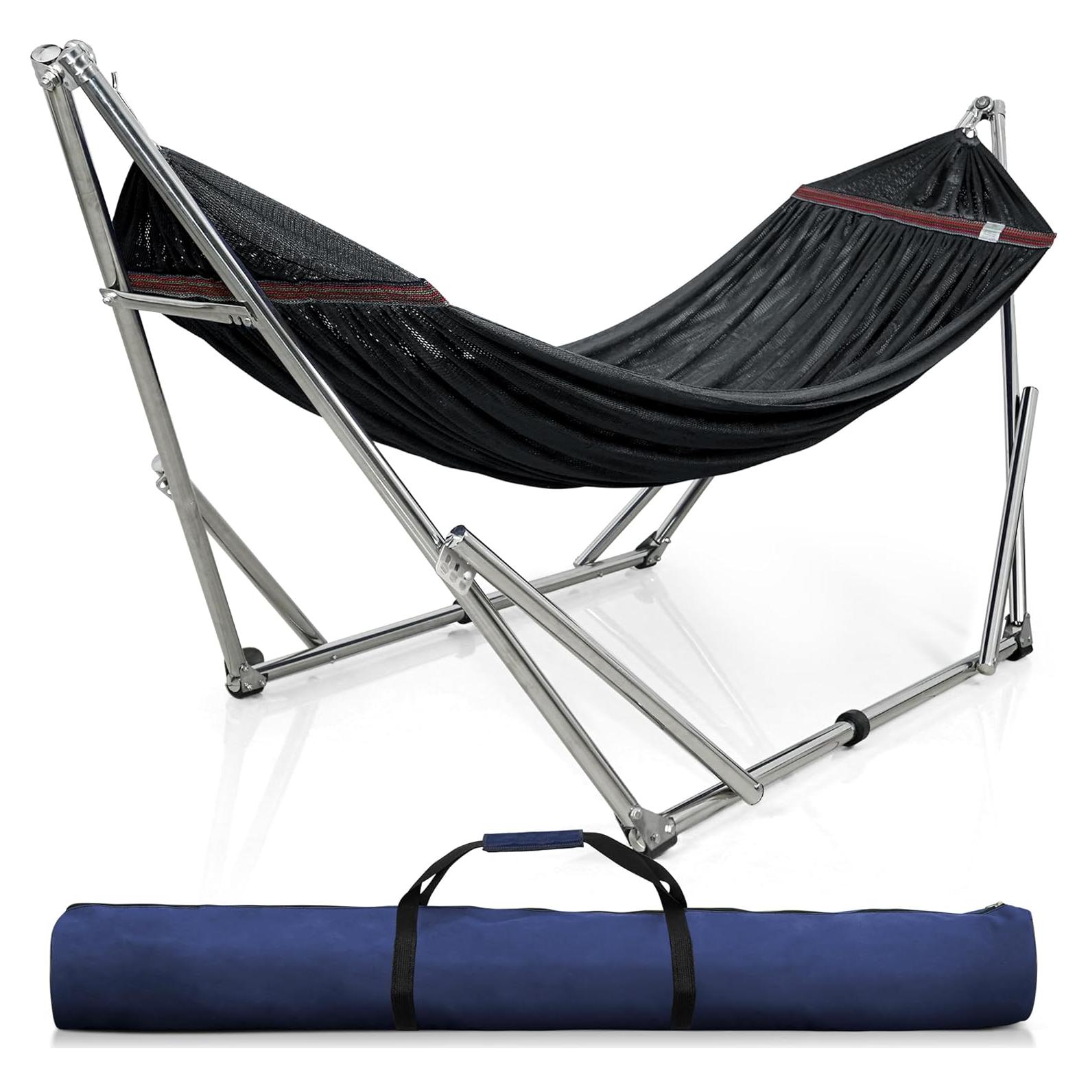 Soporte de Hamaca Tranquillo Ajustable 295 kg Negro Plegable