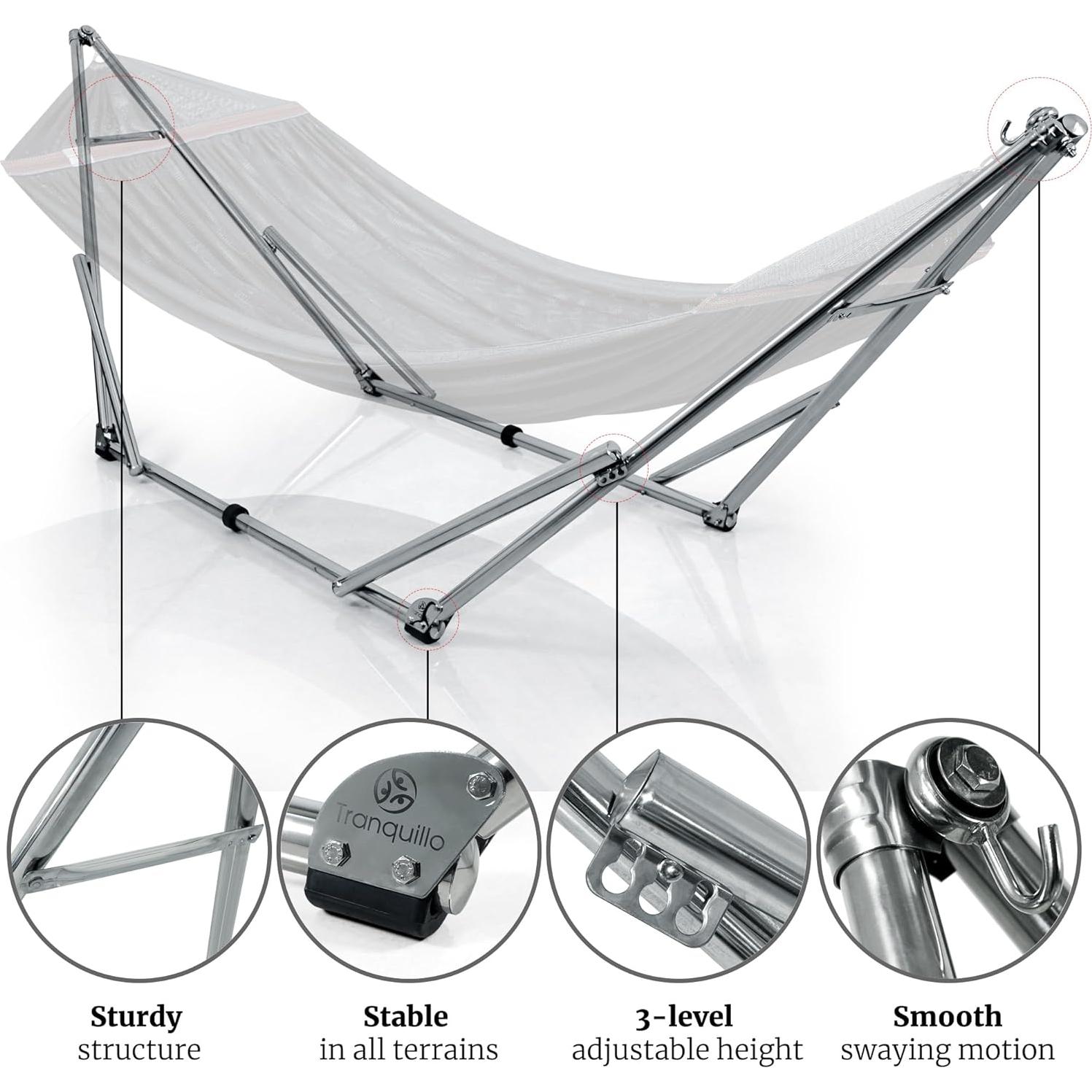 Soporte de Hamaca Tranquillo Ajustable 295 kg Negro Plegable