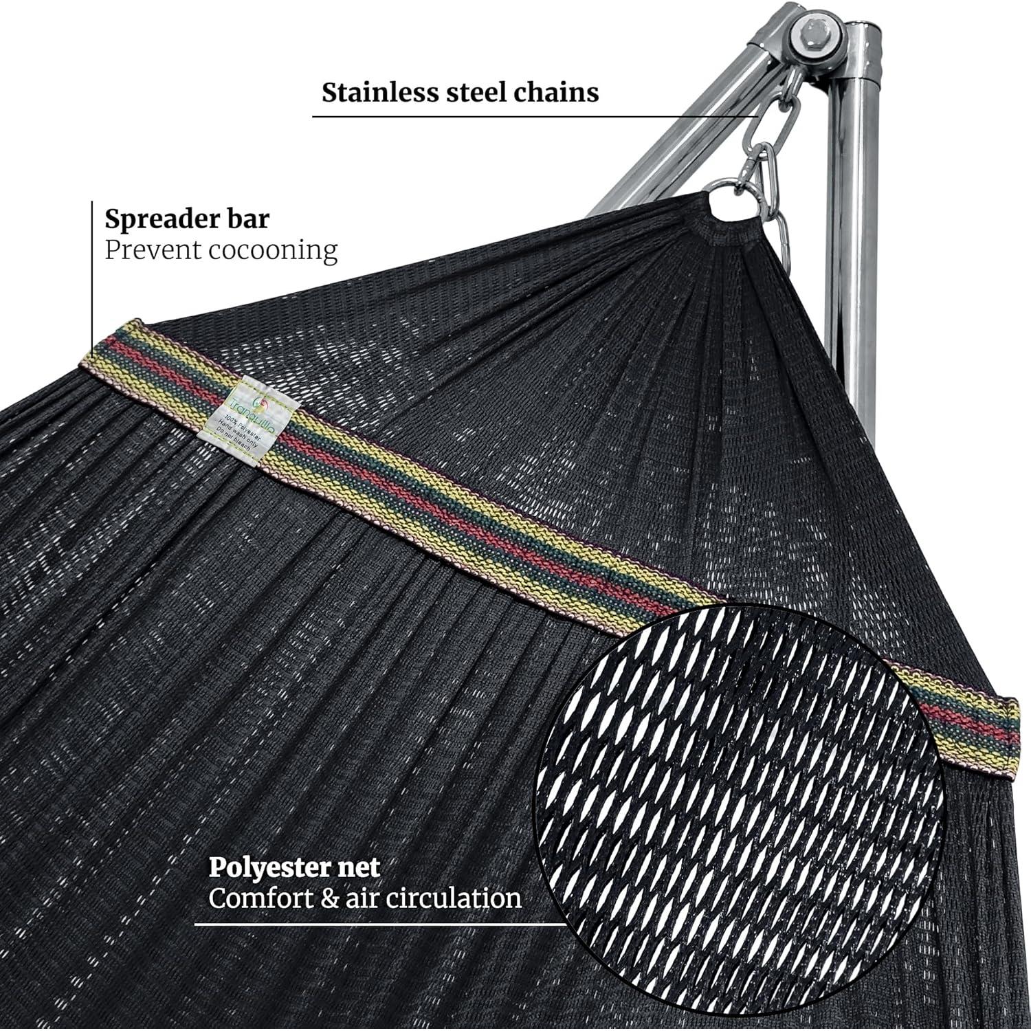 Soporte de Hamaca Tranquillo Ajustable 295 kg Negro Plegable