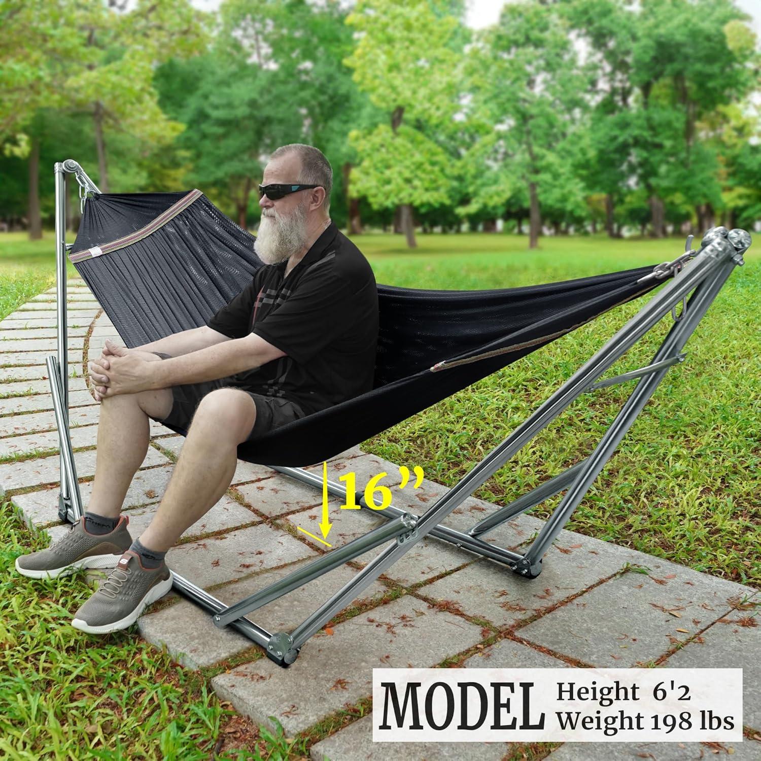 Soporte de Hamaca Tranquillo Ajustable 295 kg Negro Plegable