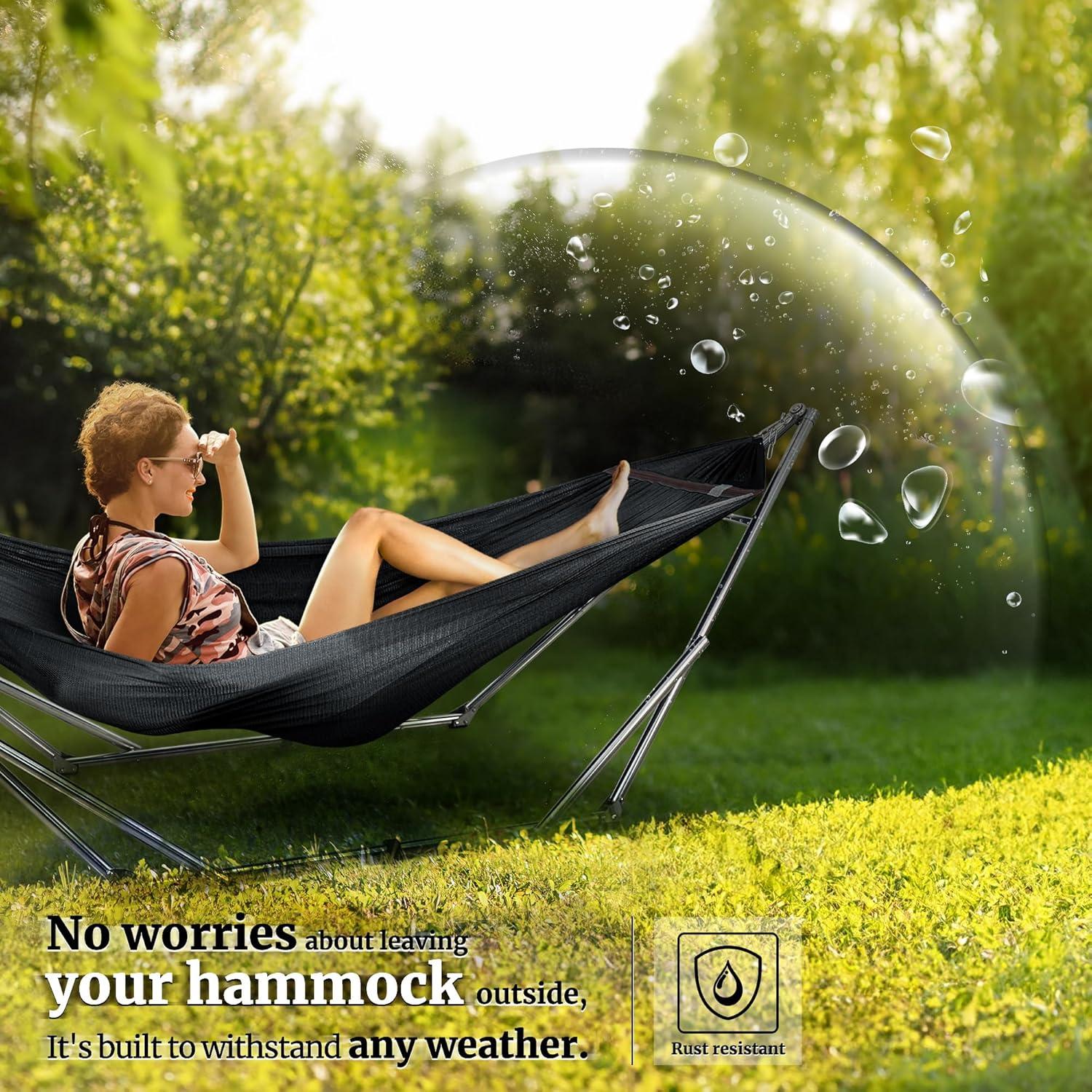 Soporte de Hamaca Tranquillo Ajustable 295 kg Negro Plegable