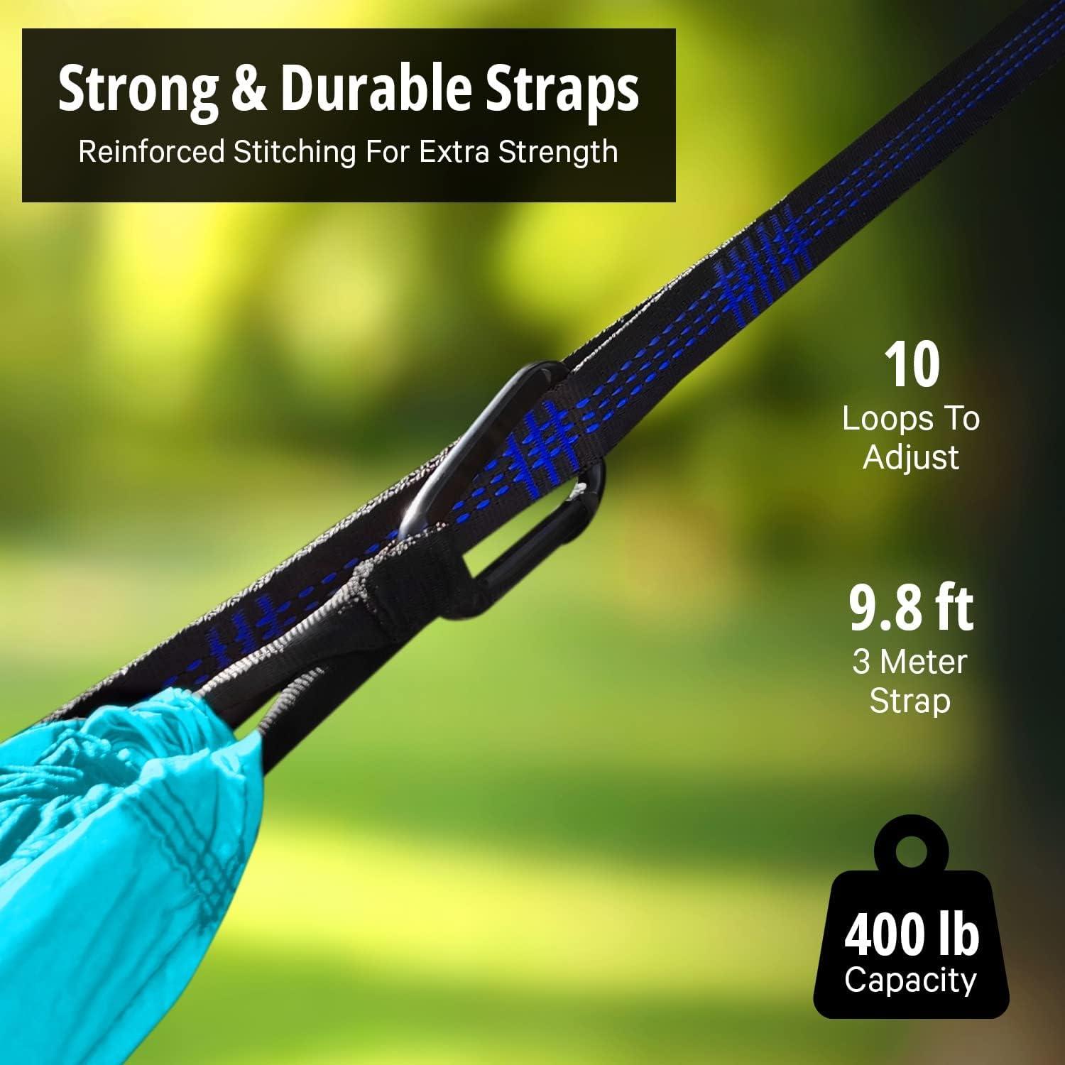 Hamaca de Camping Vigel - Nylon 210T - 274 cm x 137 cm - Gris y Azul