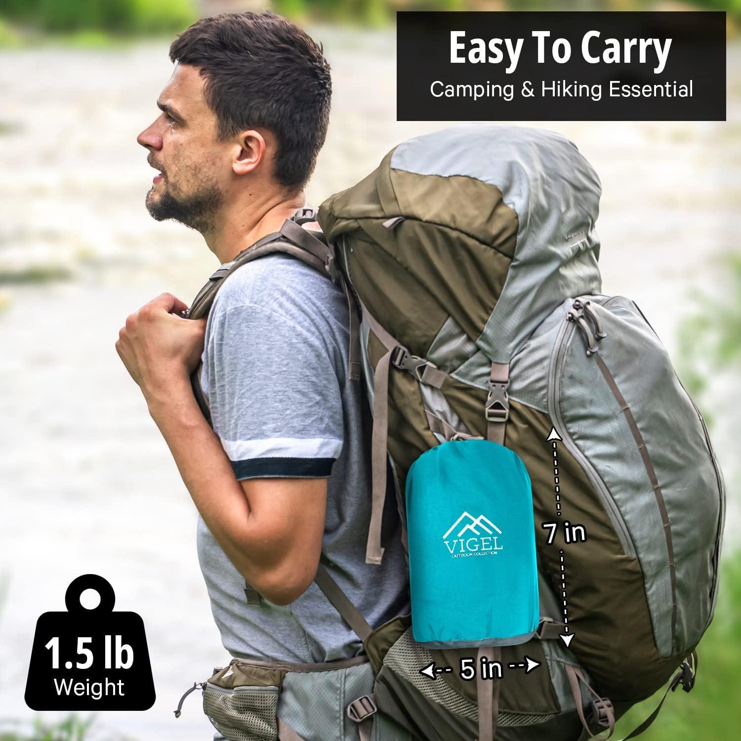 Hamaca de Camping Vigel - Nylon 210T - 274 cm x 137 cm - Gris y Azul